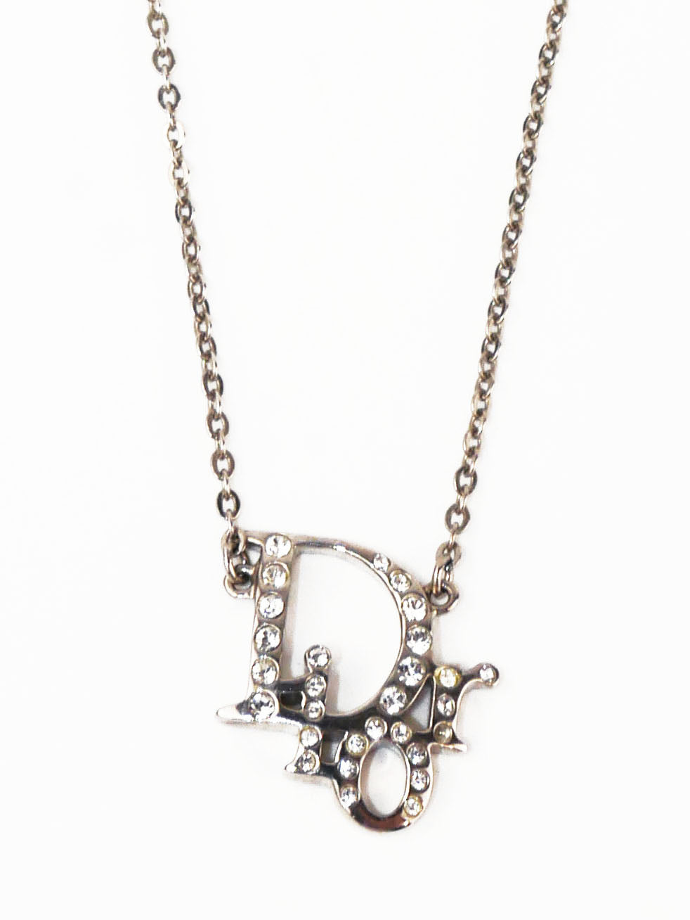 Christian Dior Logo Crystal Necklace