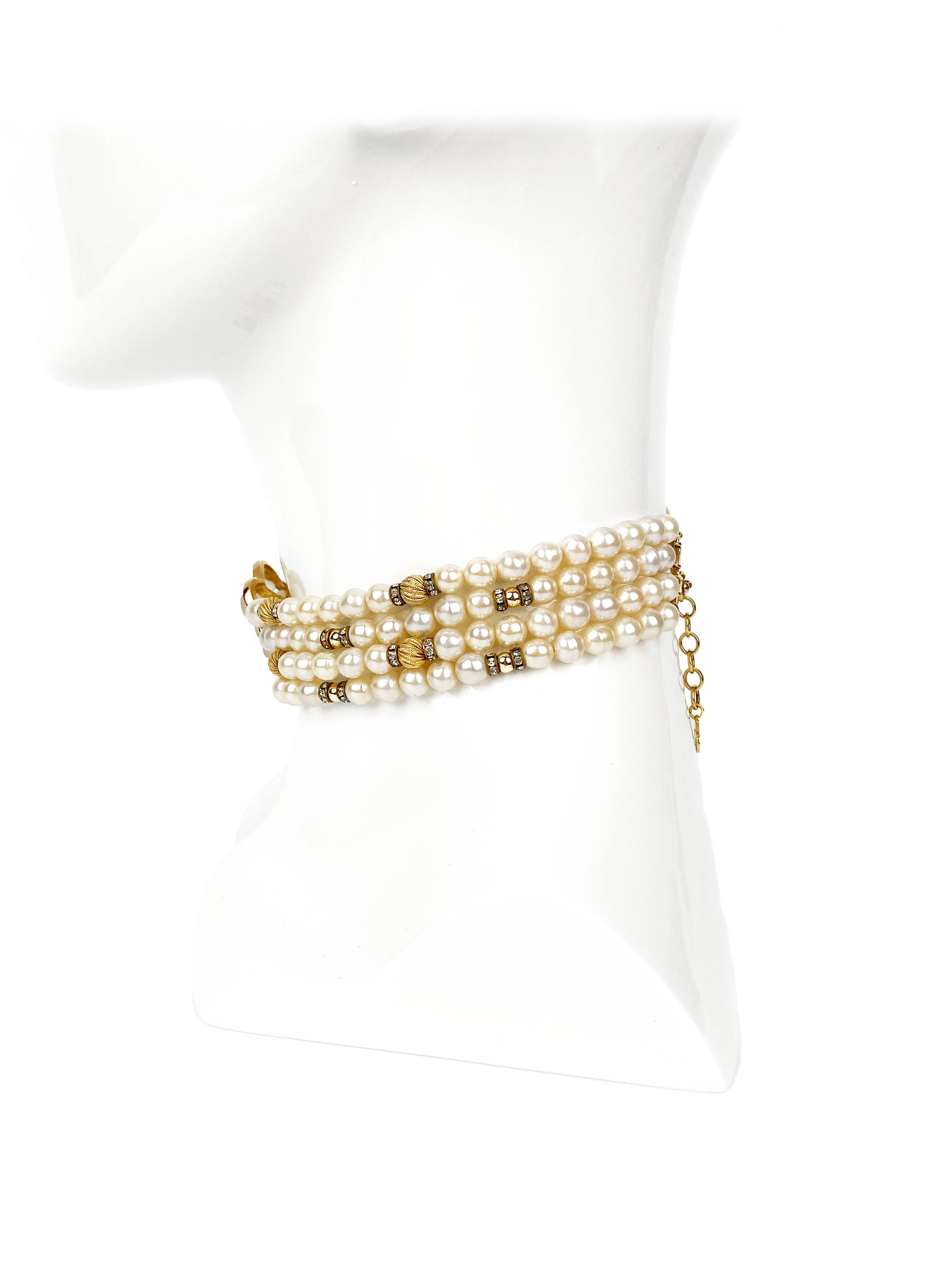 Dior Faux Pearl Choker Necklace with Flower