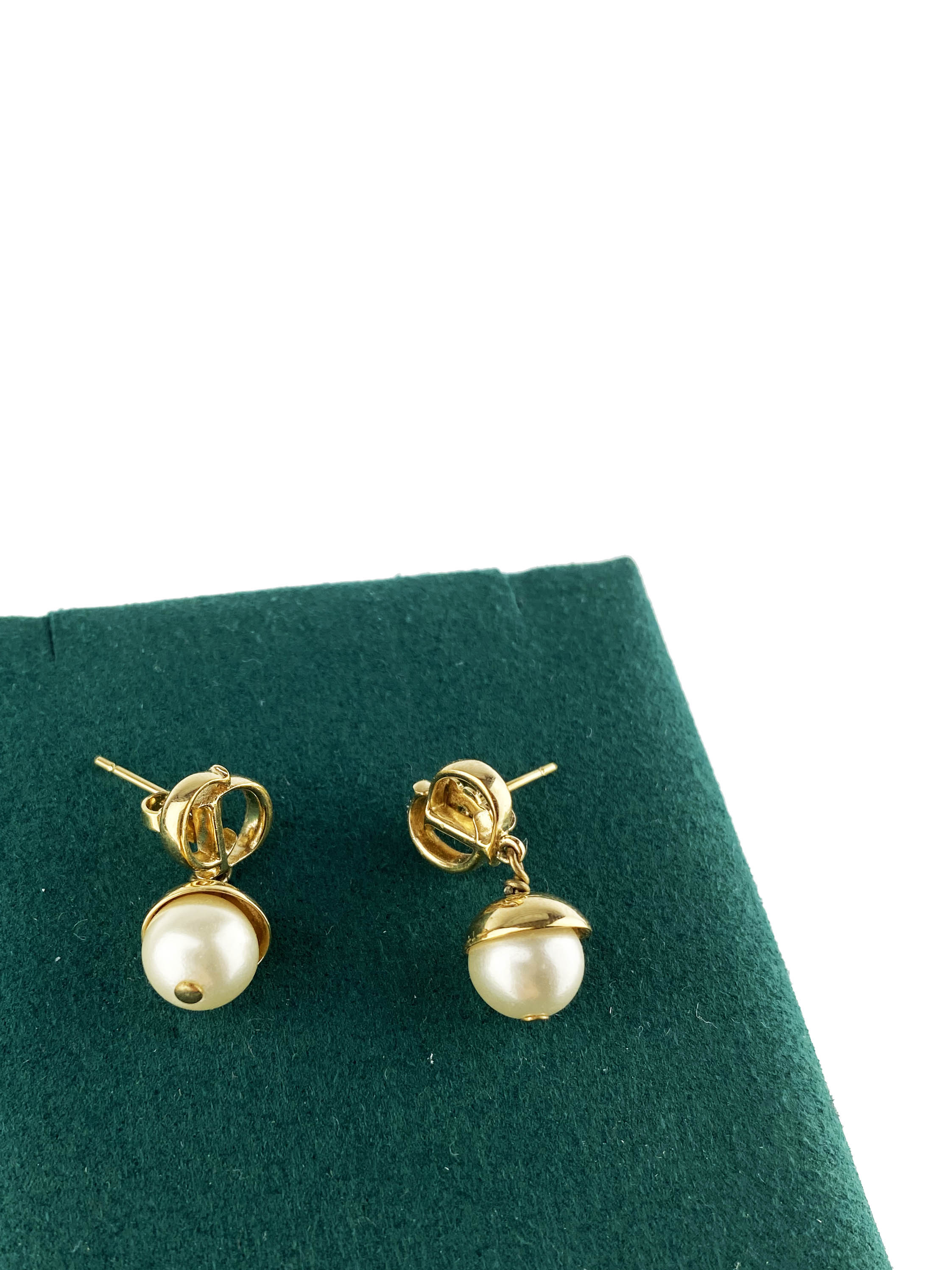 Christian Dior Pearl CD Drop Earrings