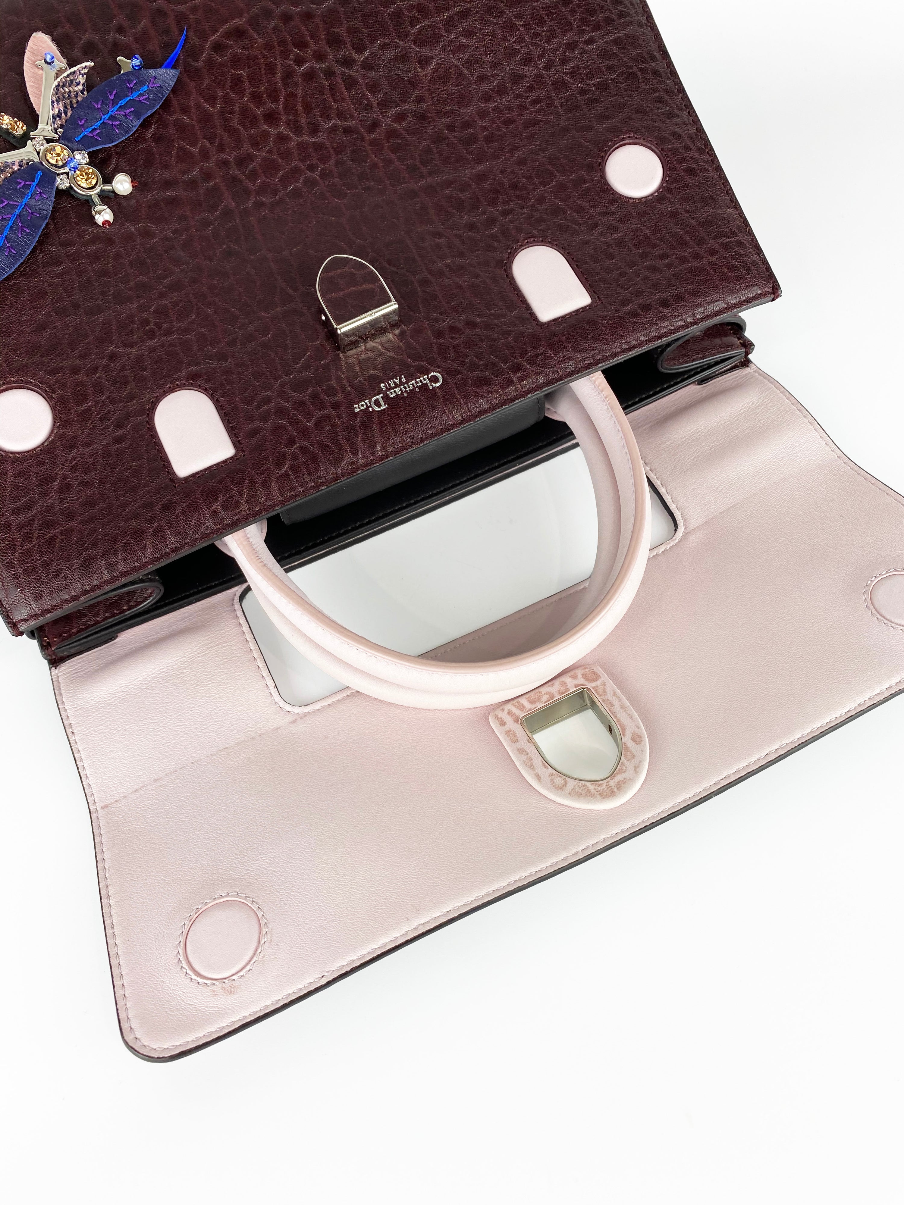 Christian Dior Burgundy Diorever Dragonfly Bag