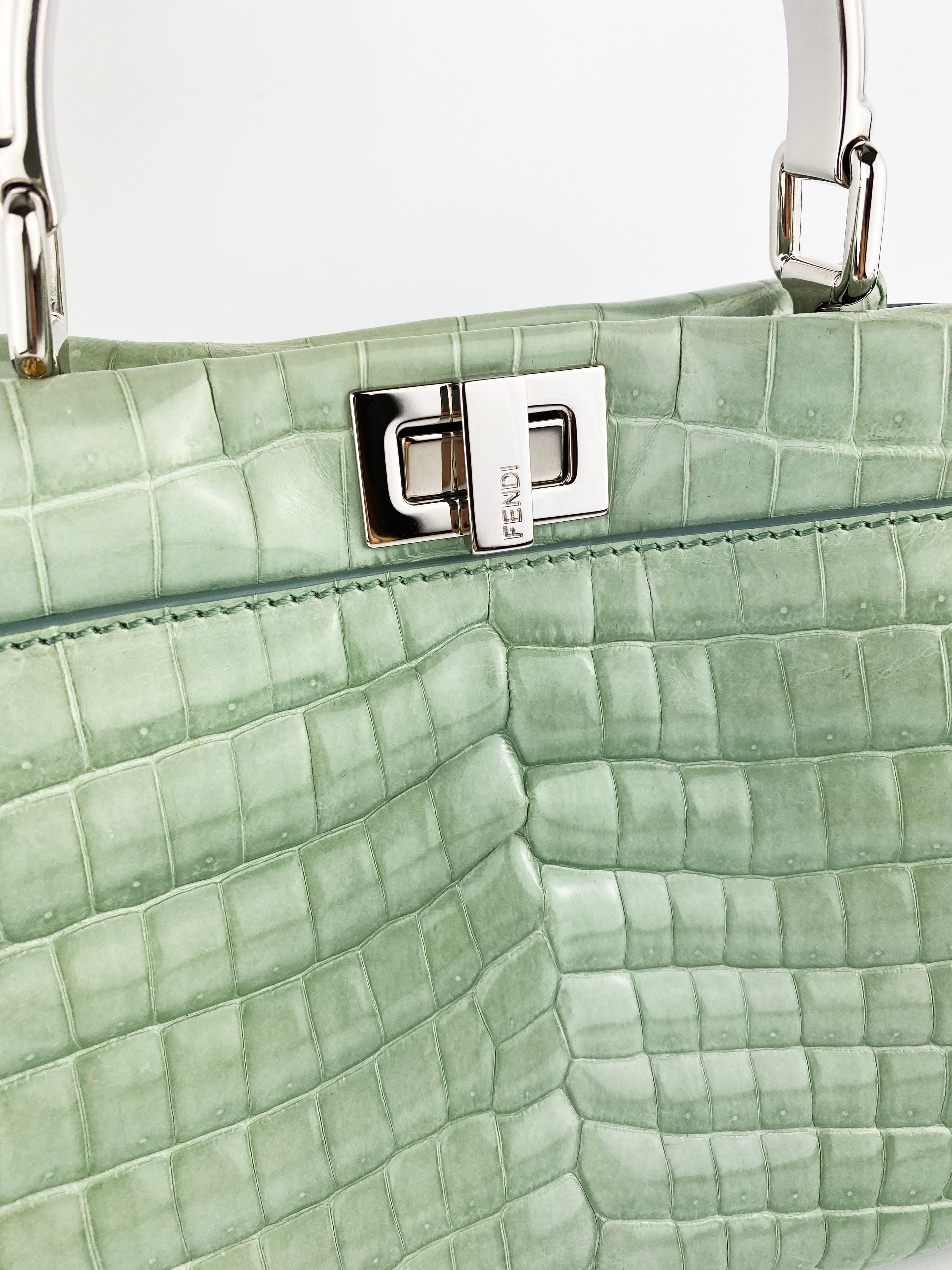 Fendi Peekaboo Crocodile Mini Mint Green