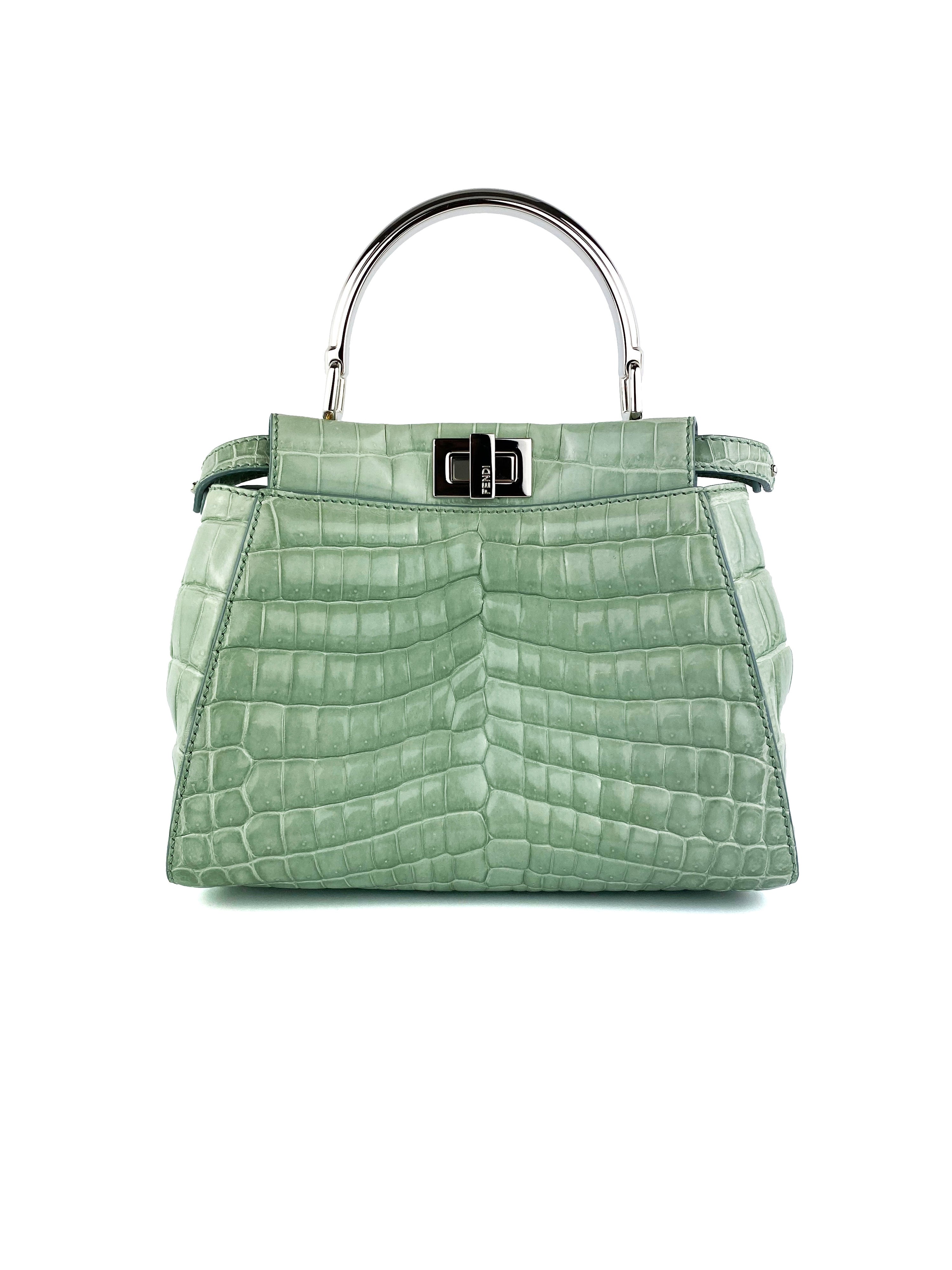 Fendi Peekaboo Crocodile Mini Mint Green