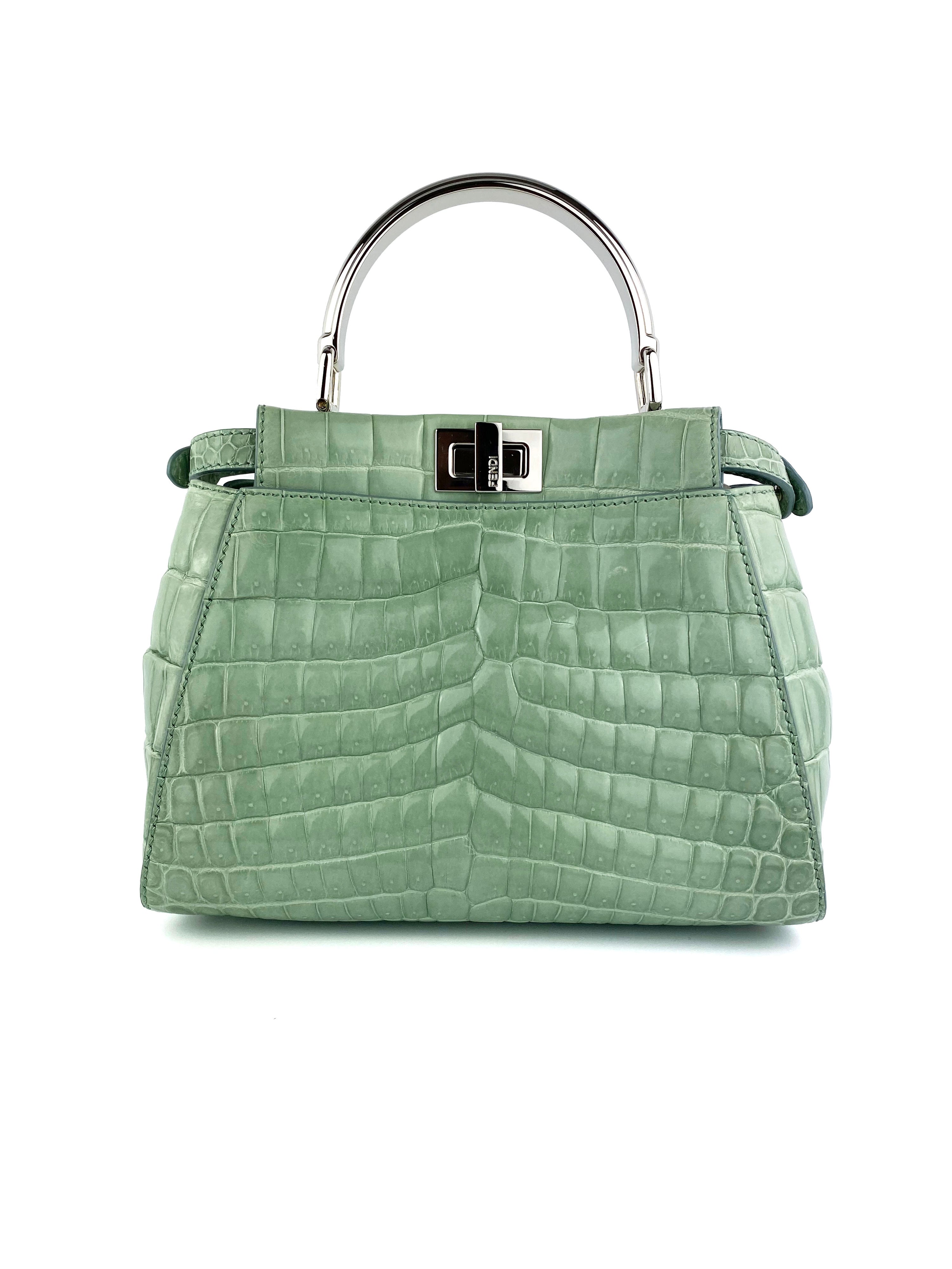 Fendi Peekaboo Crocodile Mini Mint Green