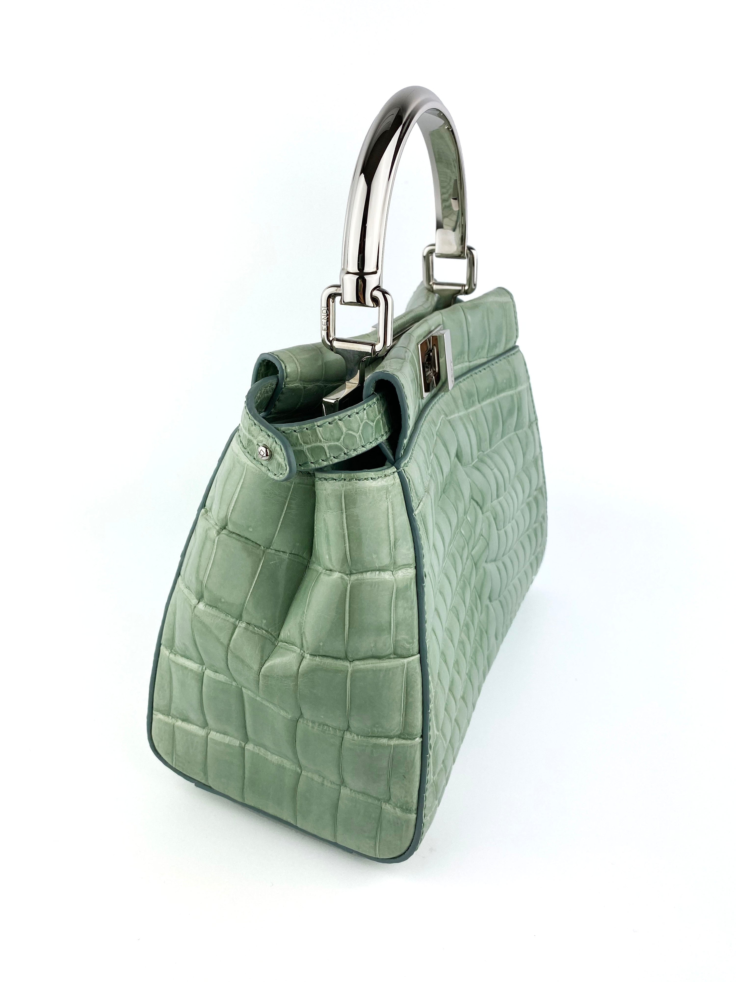 Fendi Peekaboo Crocodile Mini Mint Green