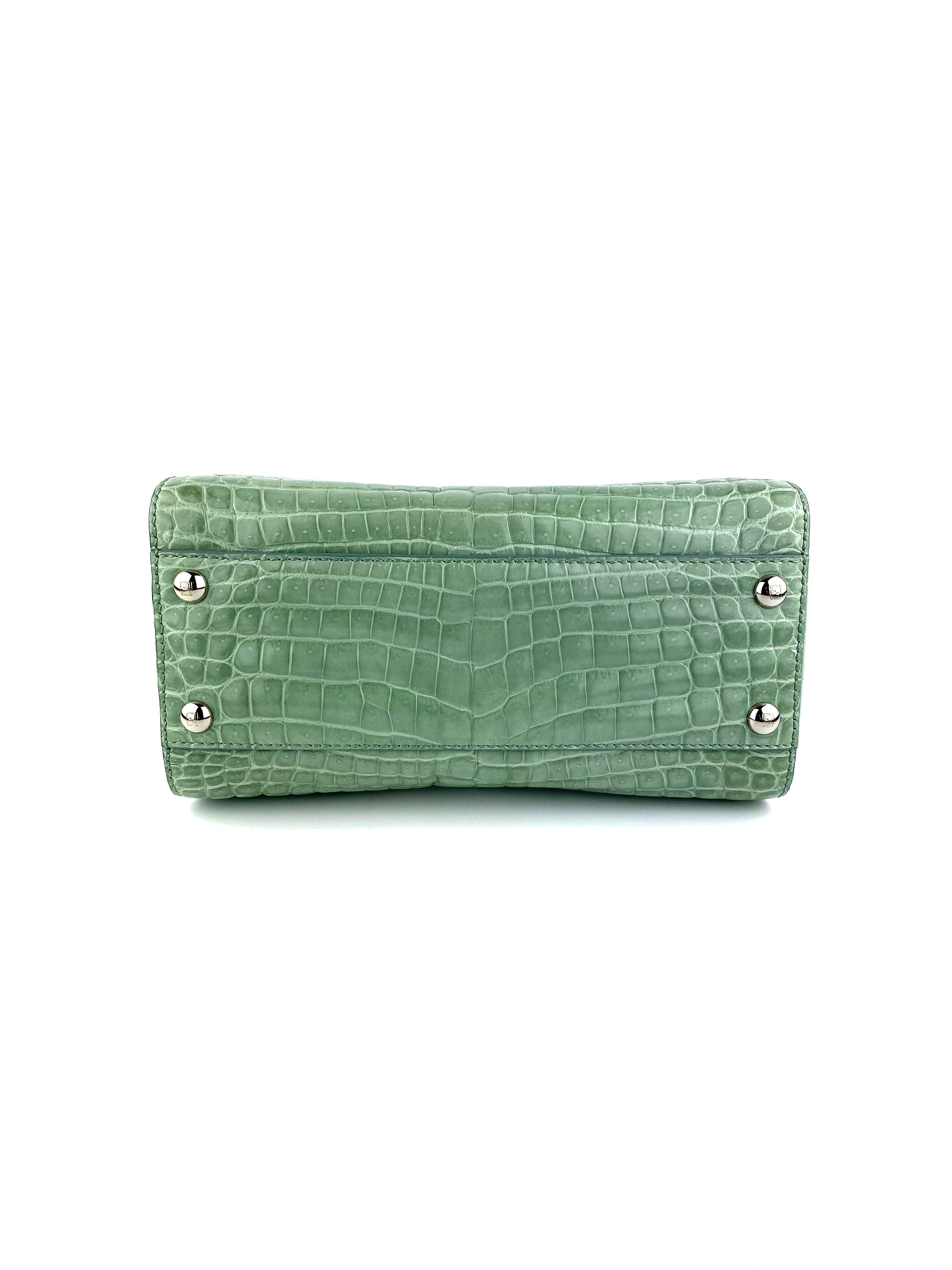 Fendi Peekaboo Crocodile Mini Mint Green