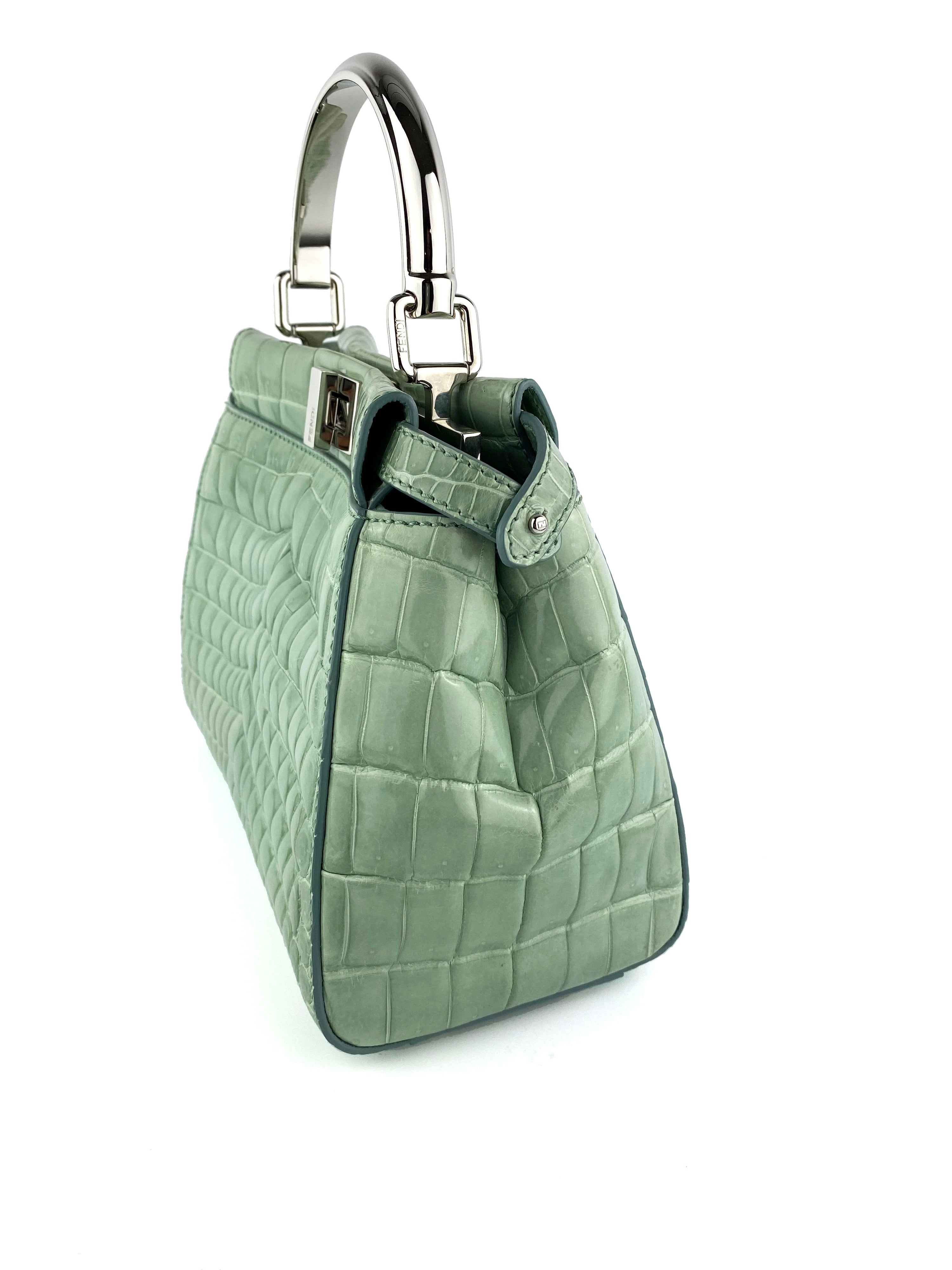 Fendi Peekaboo Crocodile Mini Mint Green