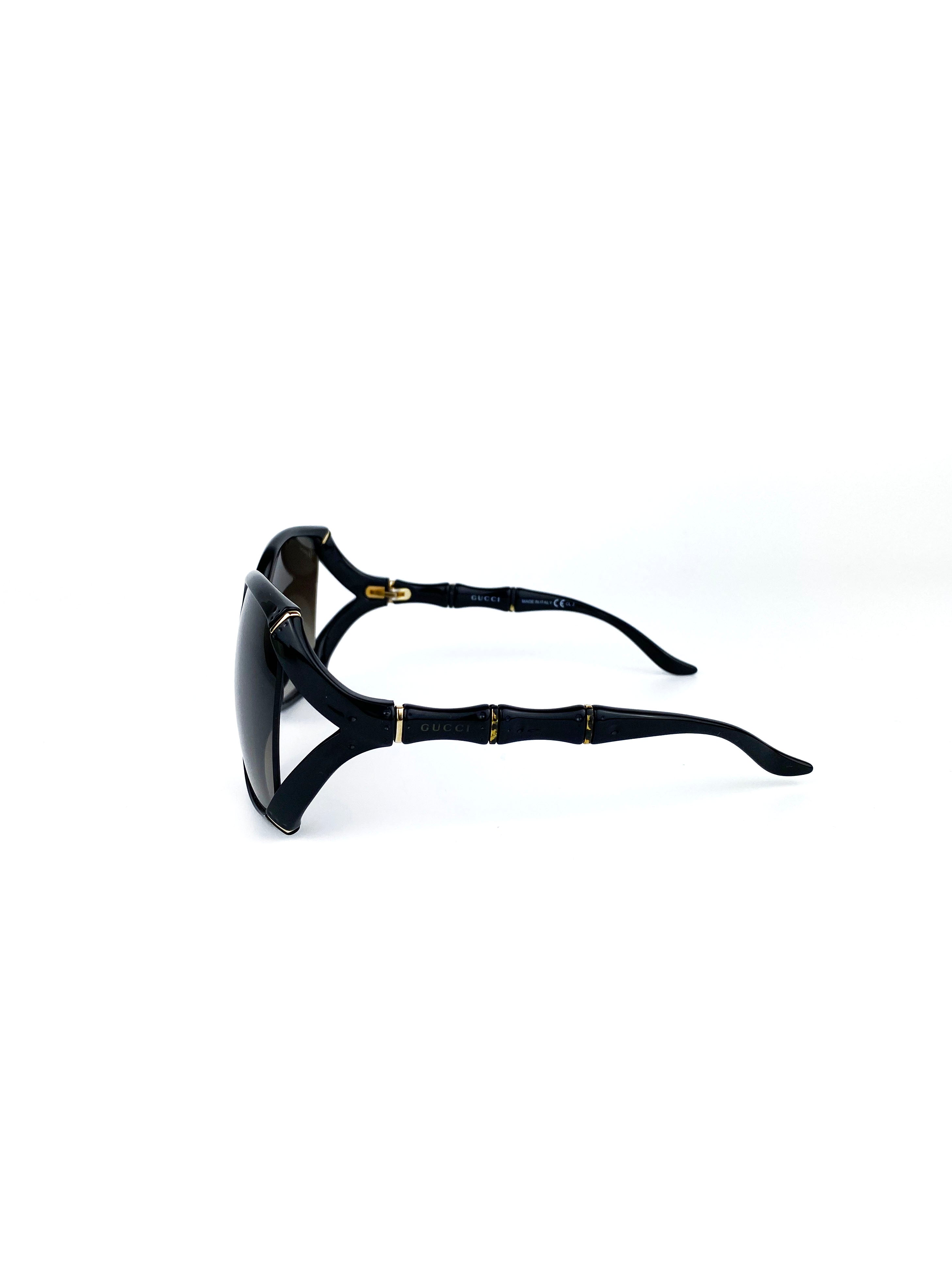 Gucci Black Bamboo Effect Oversized Sunglasses