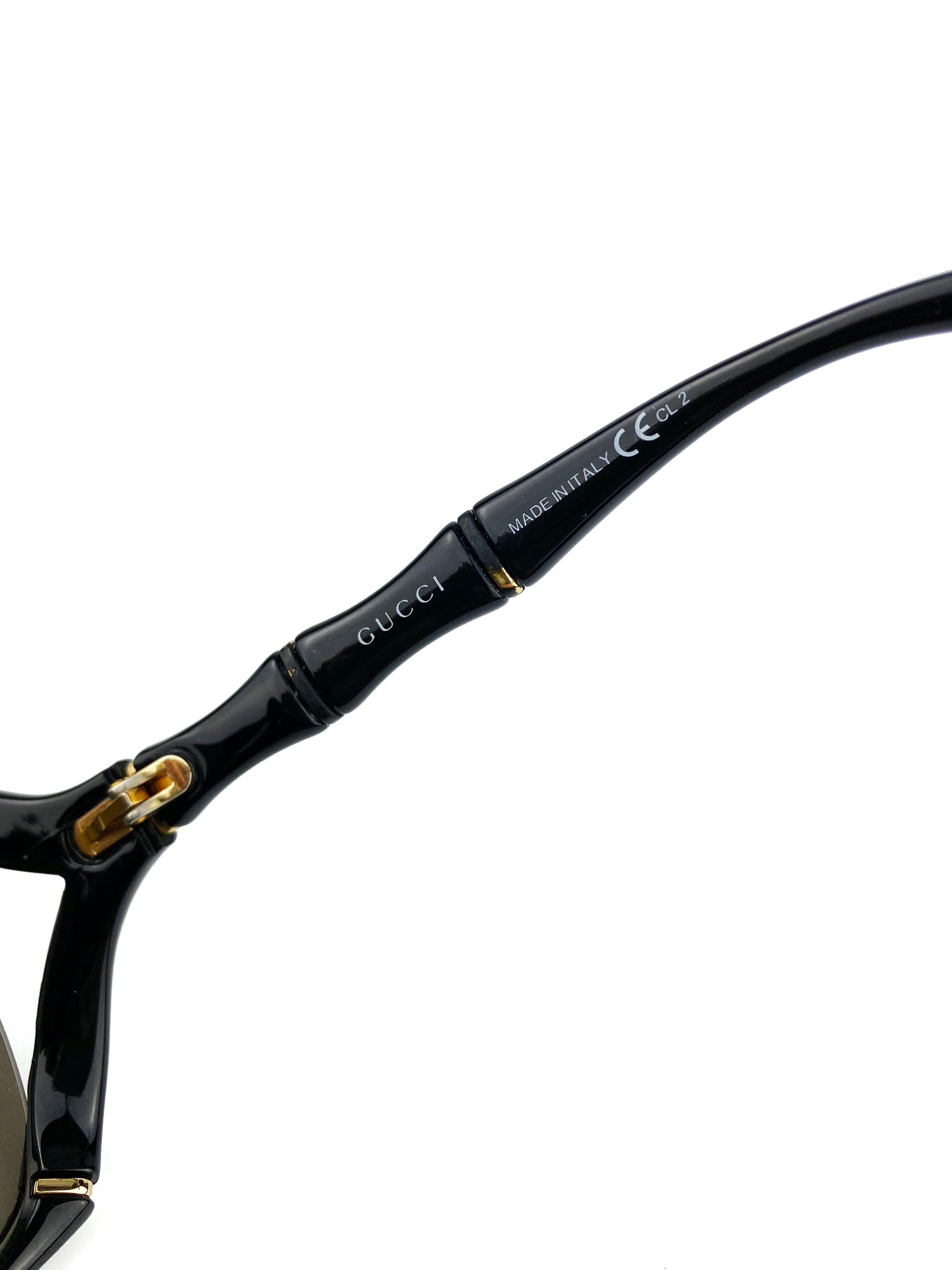 Gucci Black Bamboo Effect Oversized Sunglasses