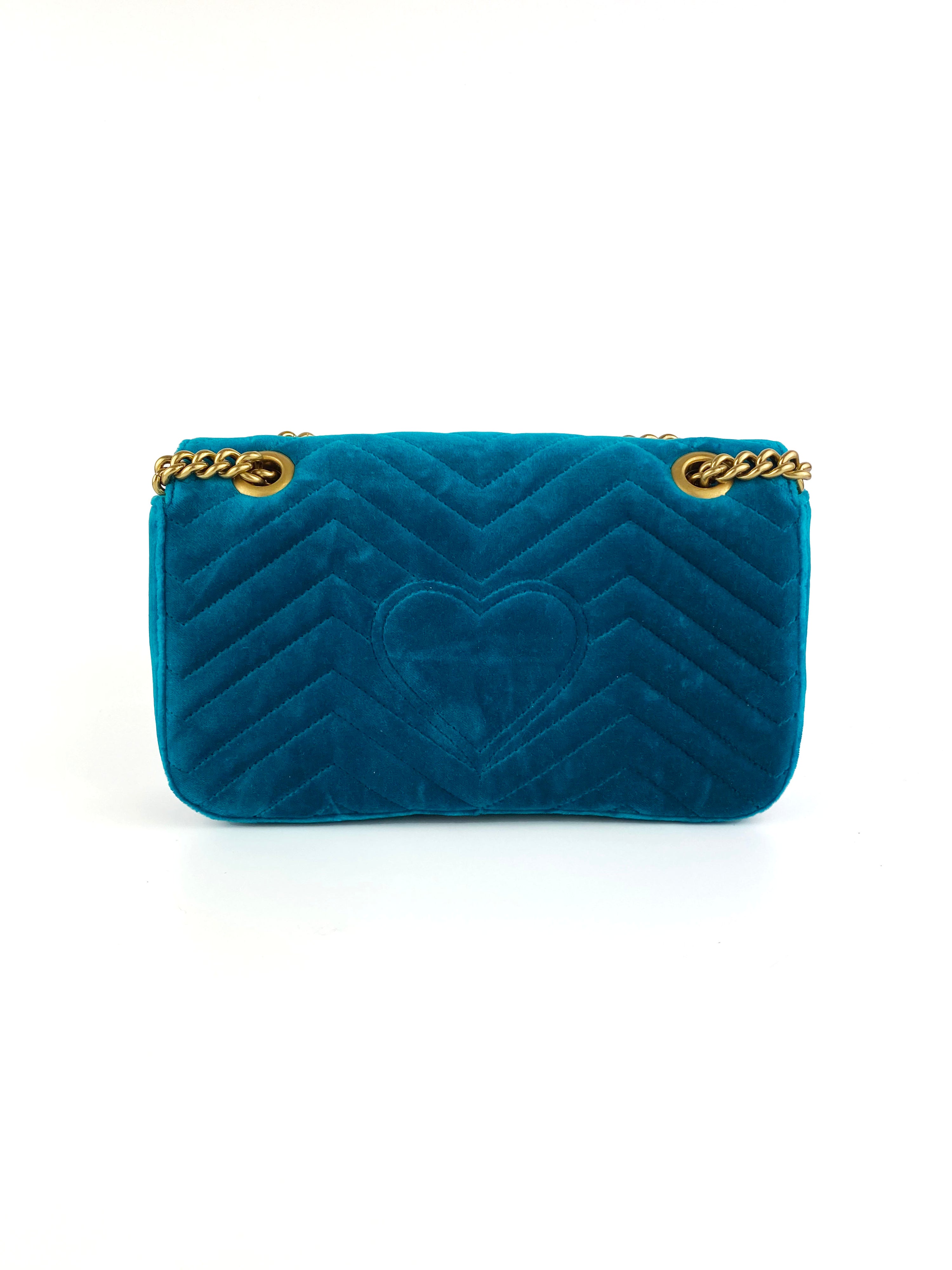 Gucci Teal Velvet Marmont Bag