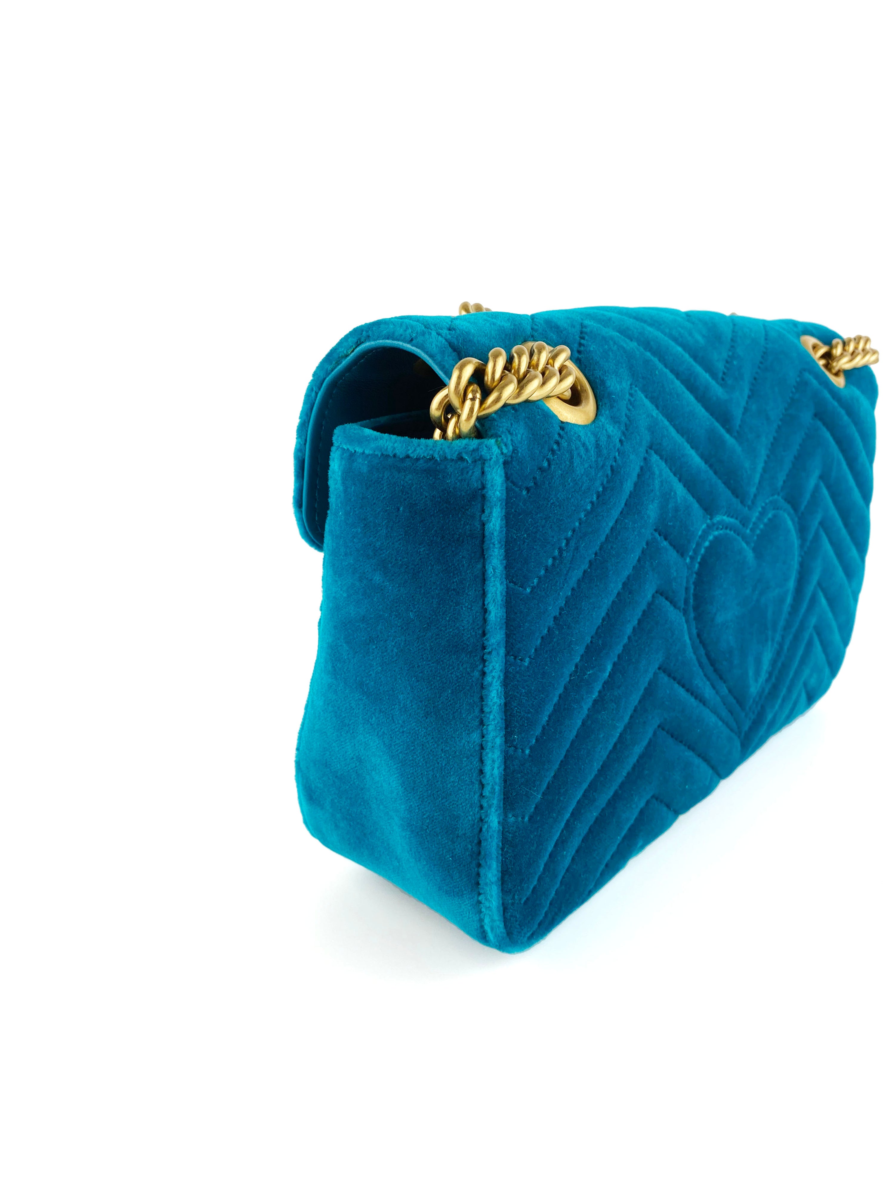 Gucci Teal Velvet Marmont Bag