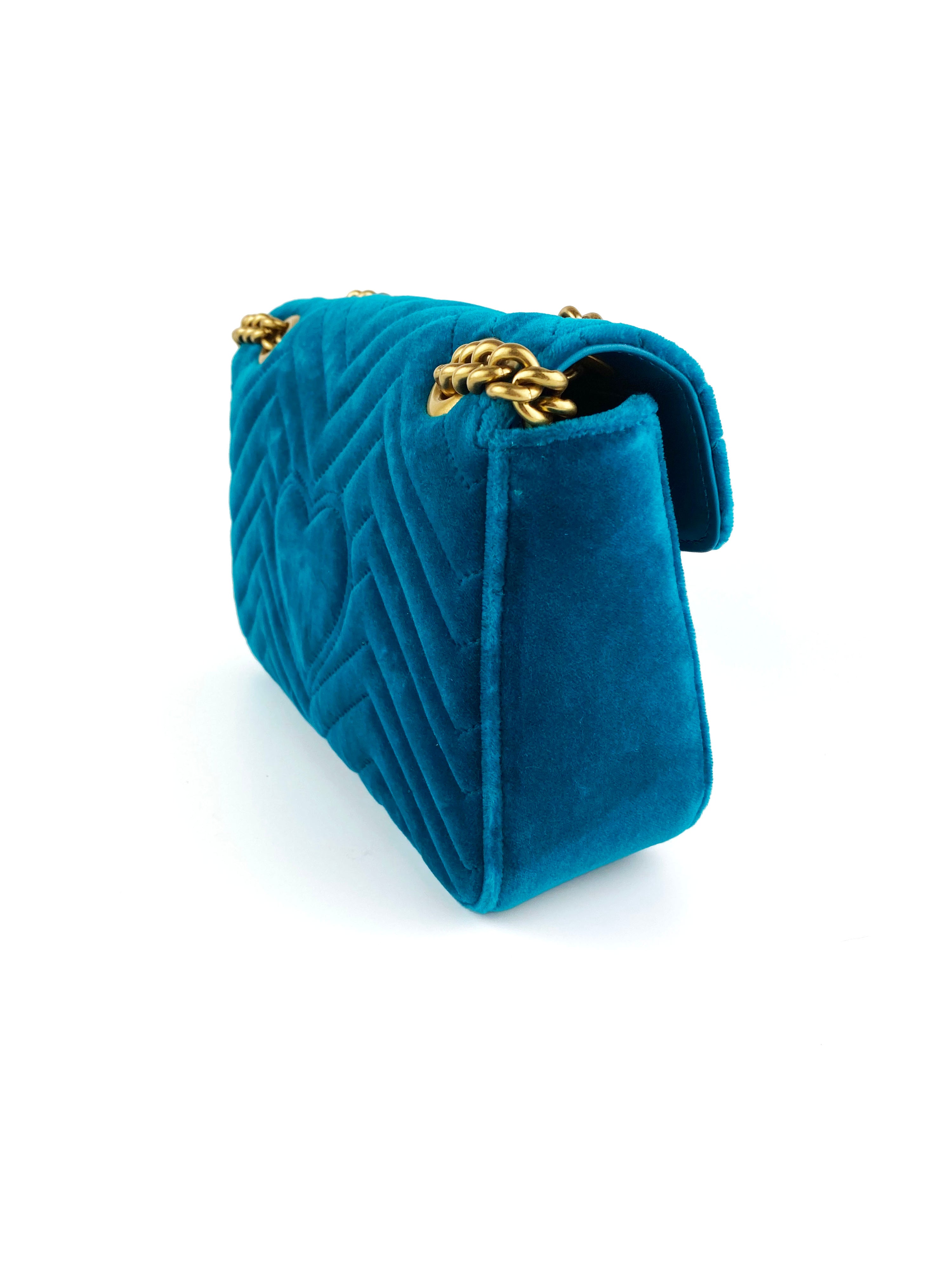 Gucci Teal Velvet Marmont Bag