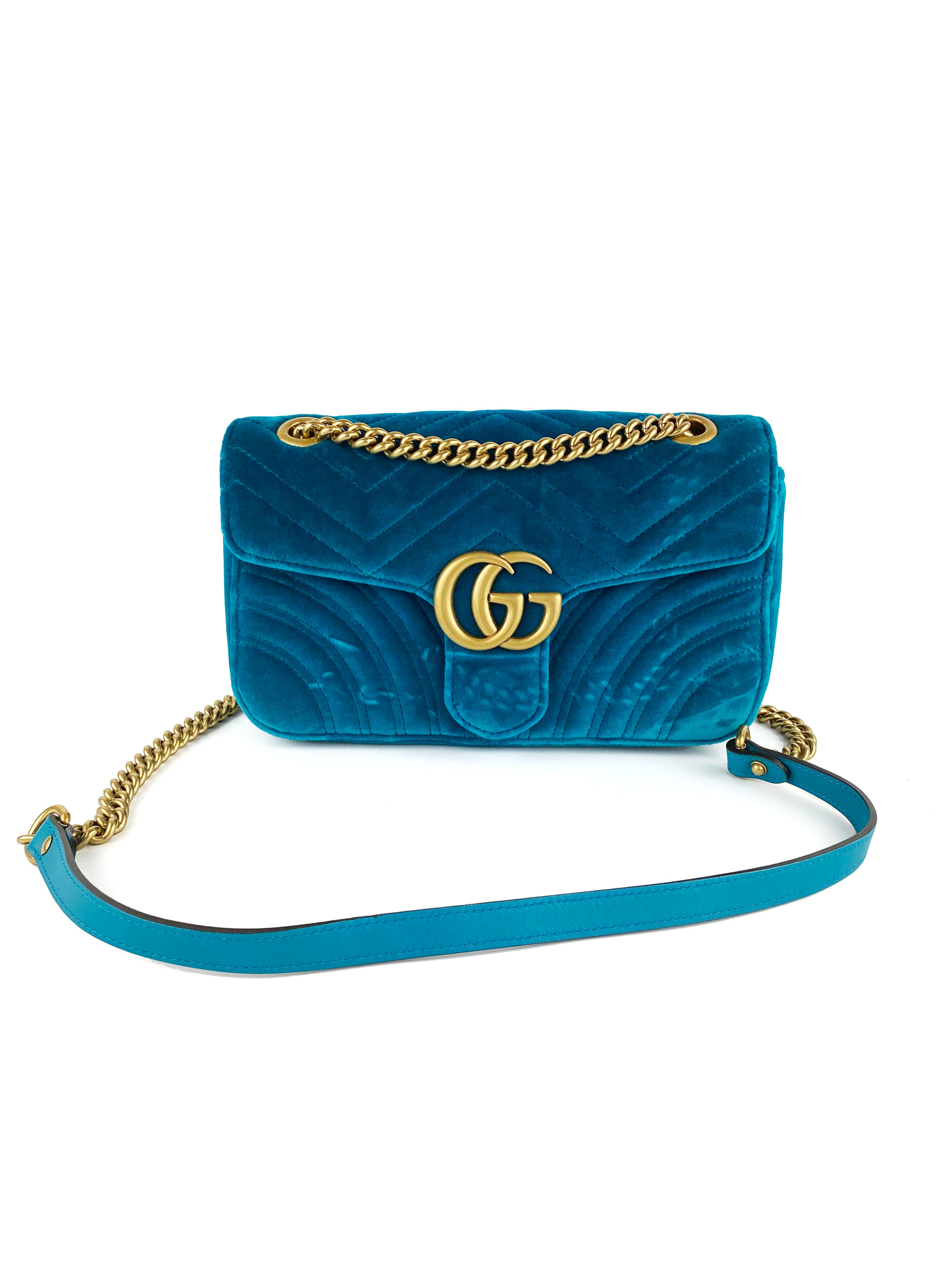 Gucci Teal Velvet Marmont Bag