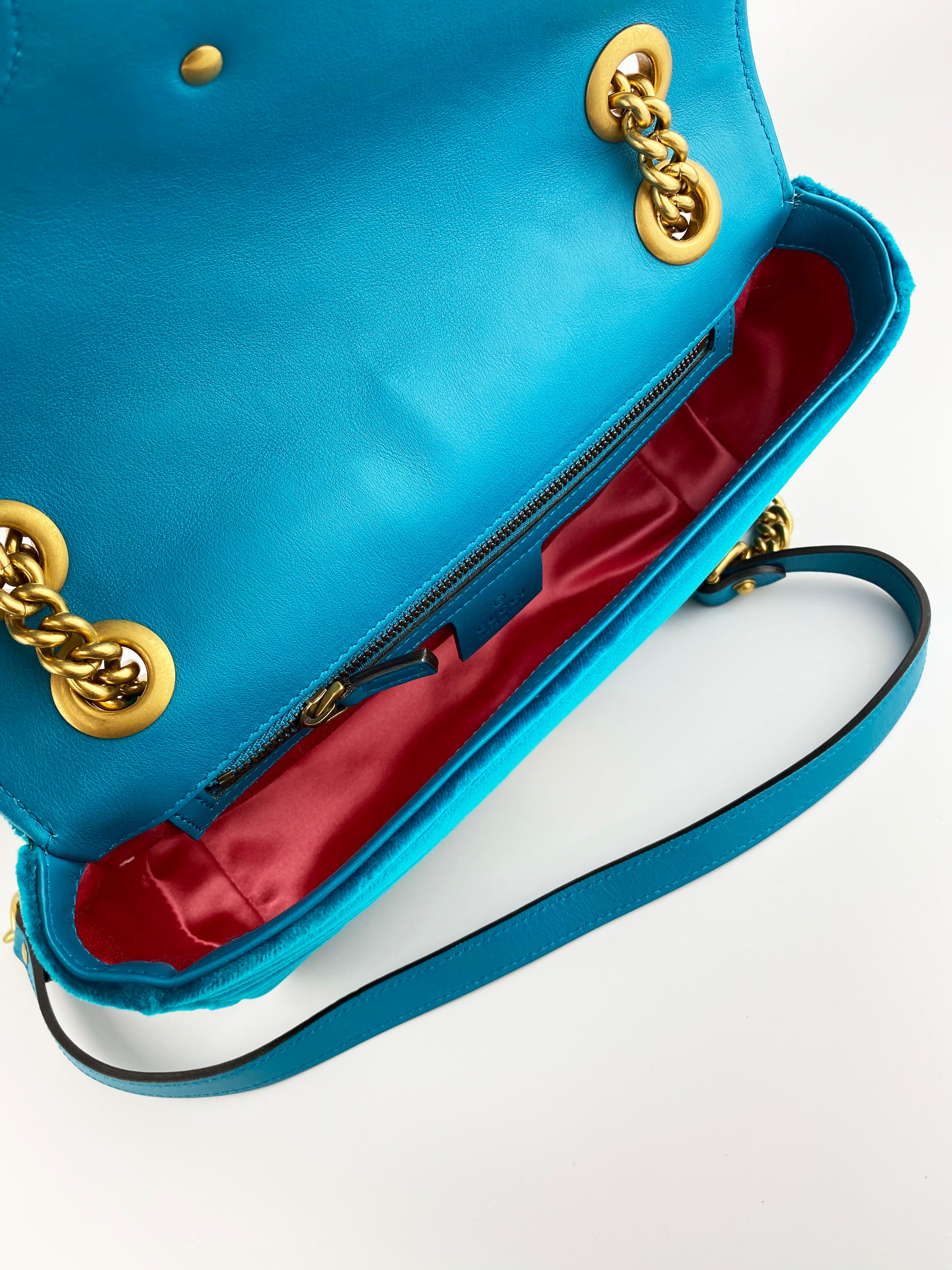 Gucci Teal Velvet Marmont Bag