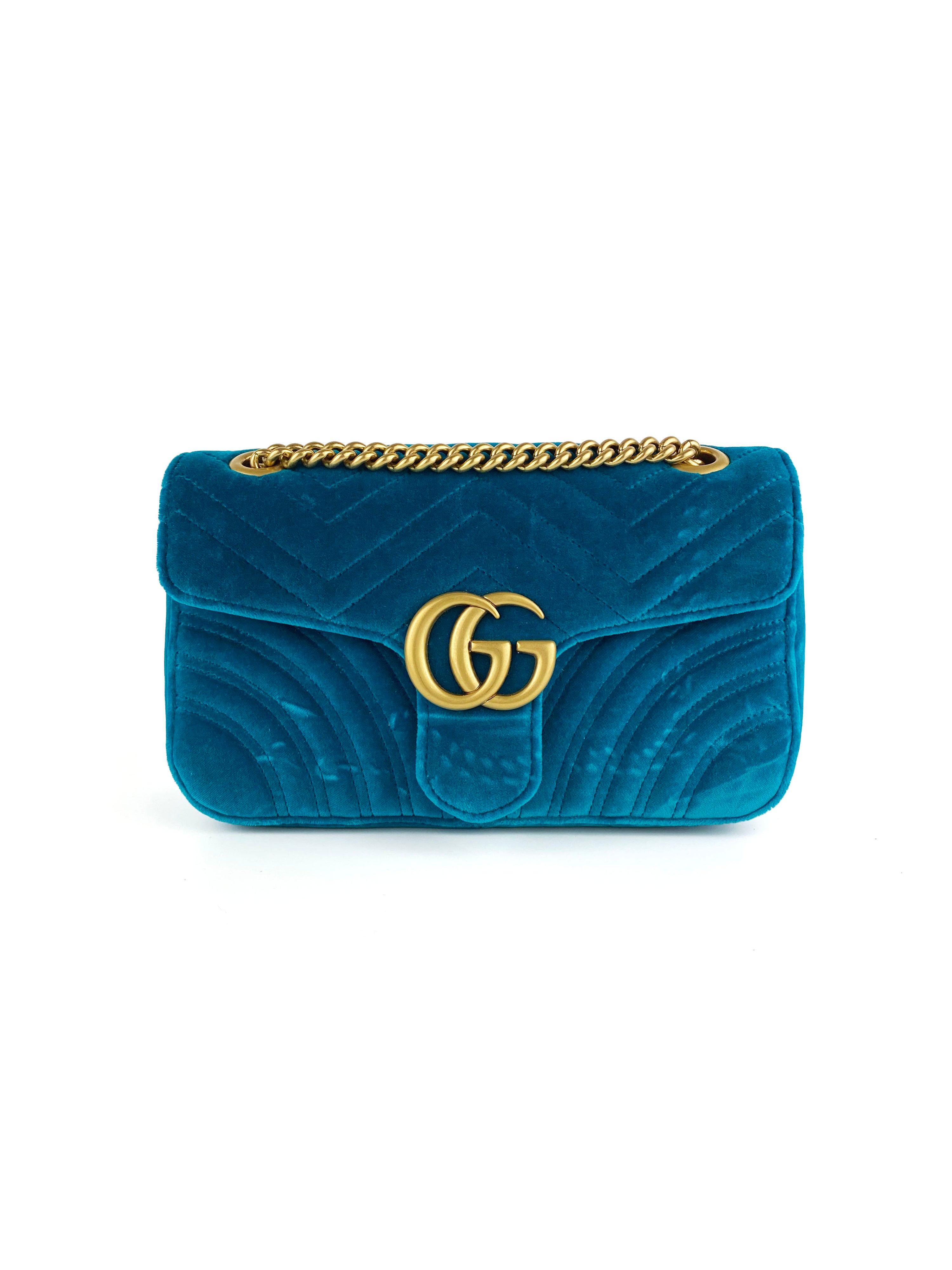 Gucci Teal Velvet Marmont Bag