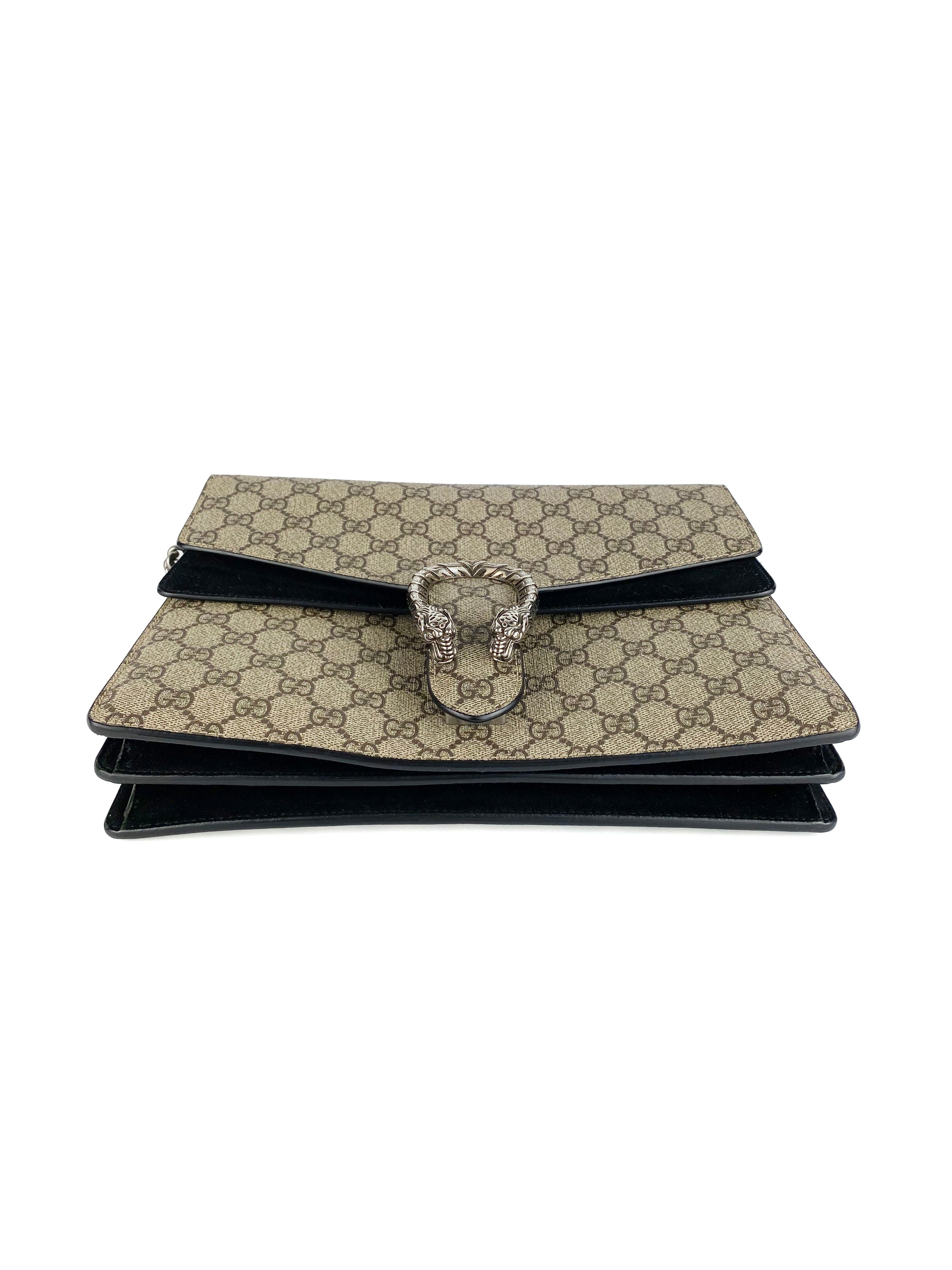 Gucci Dionysus Monogram Bag with Black Suede Trim