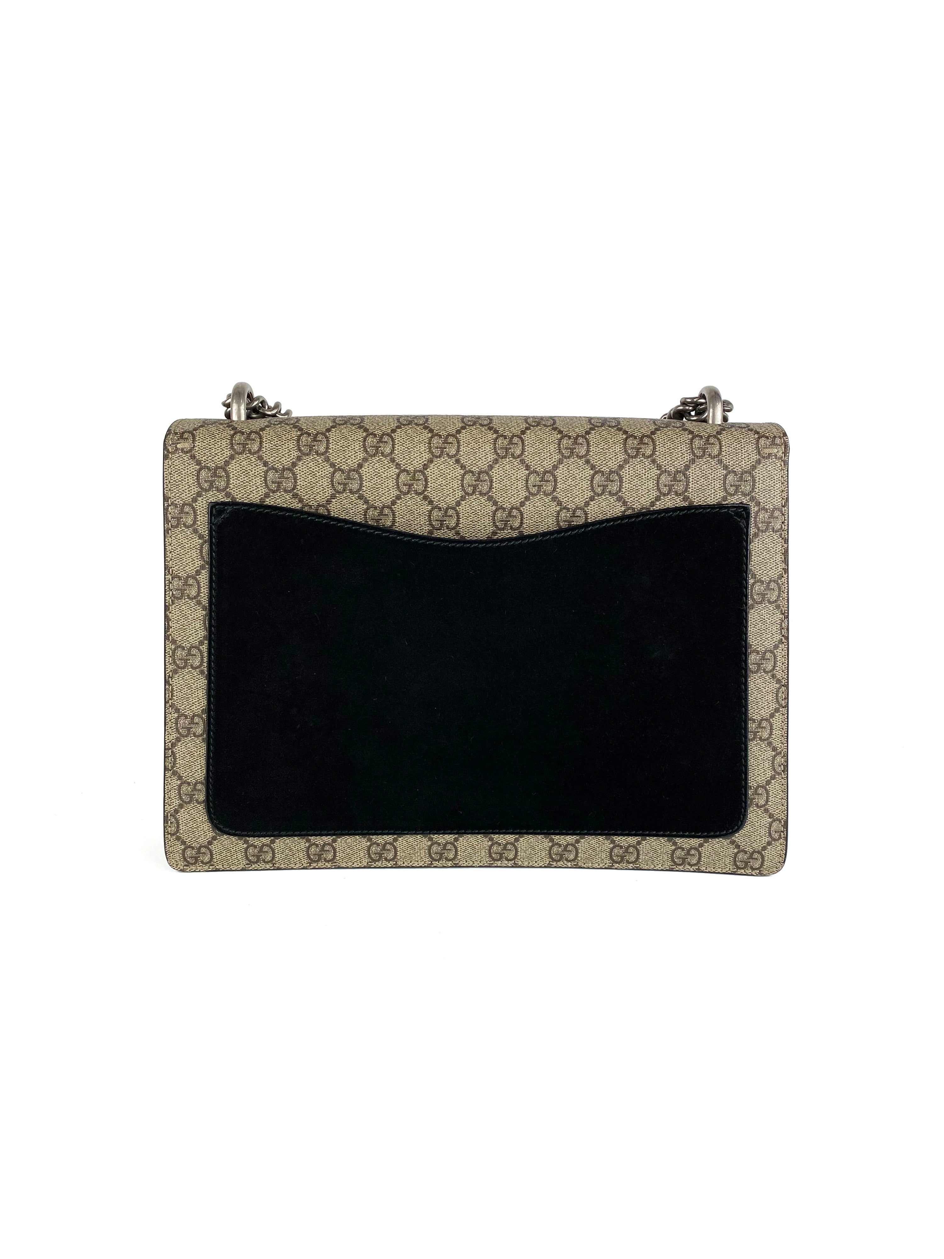 Gucci Dionysus Monogram Bag with Black Suede Trim