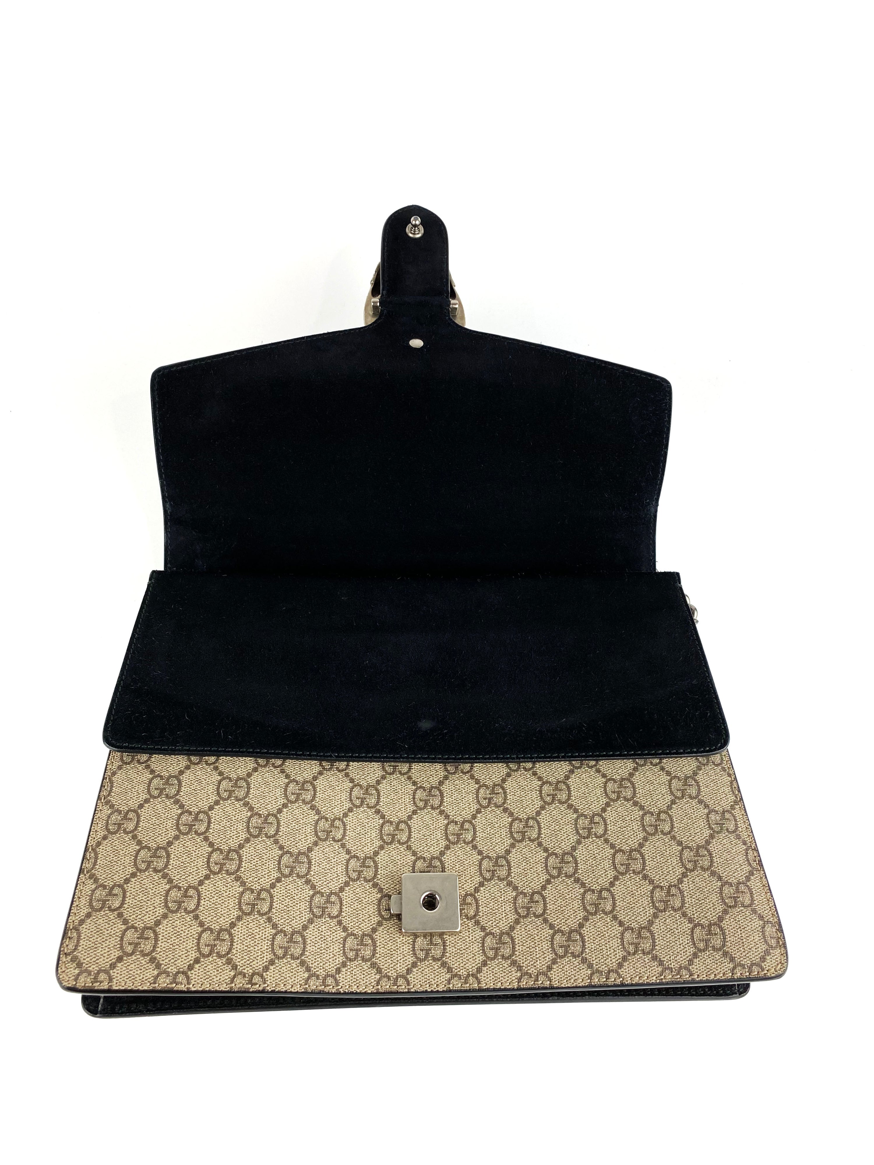 Gucci Dionysus Monogram Bag with Black Suede Trim