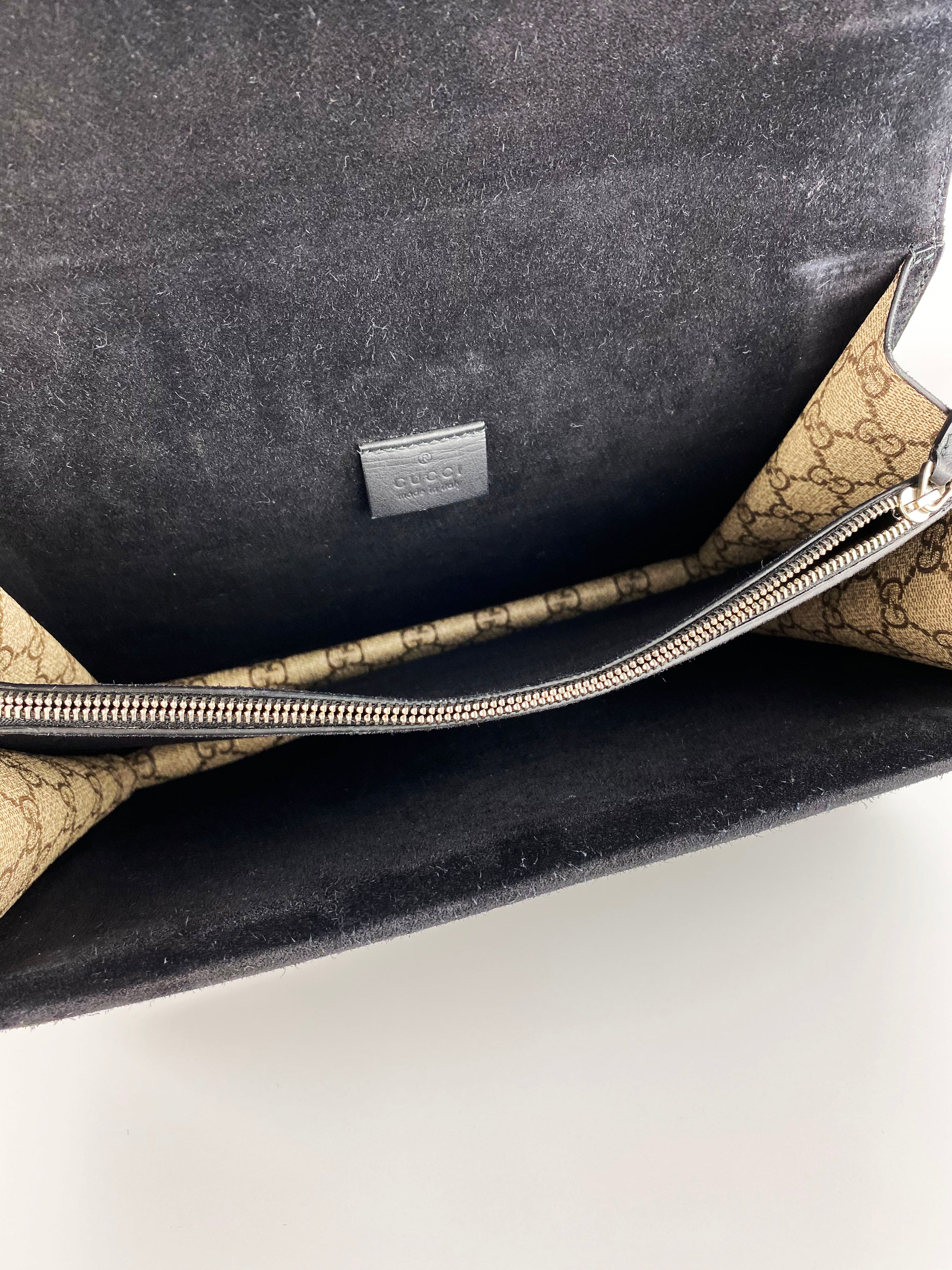 Gucci Dionysus Monogram Bag with Black Suede Trim