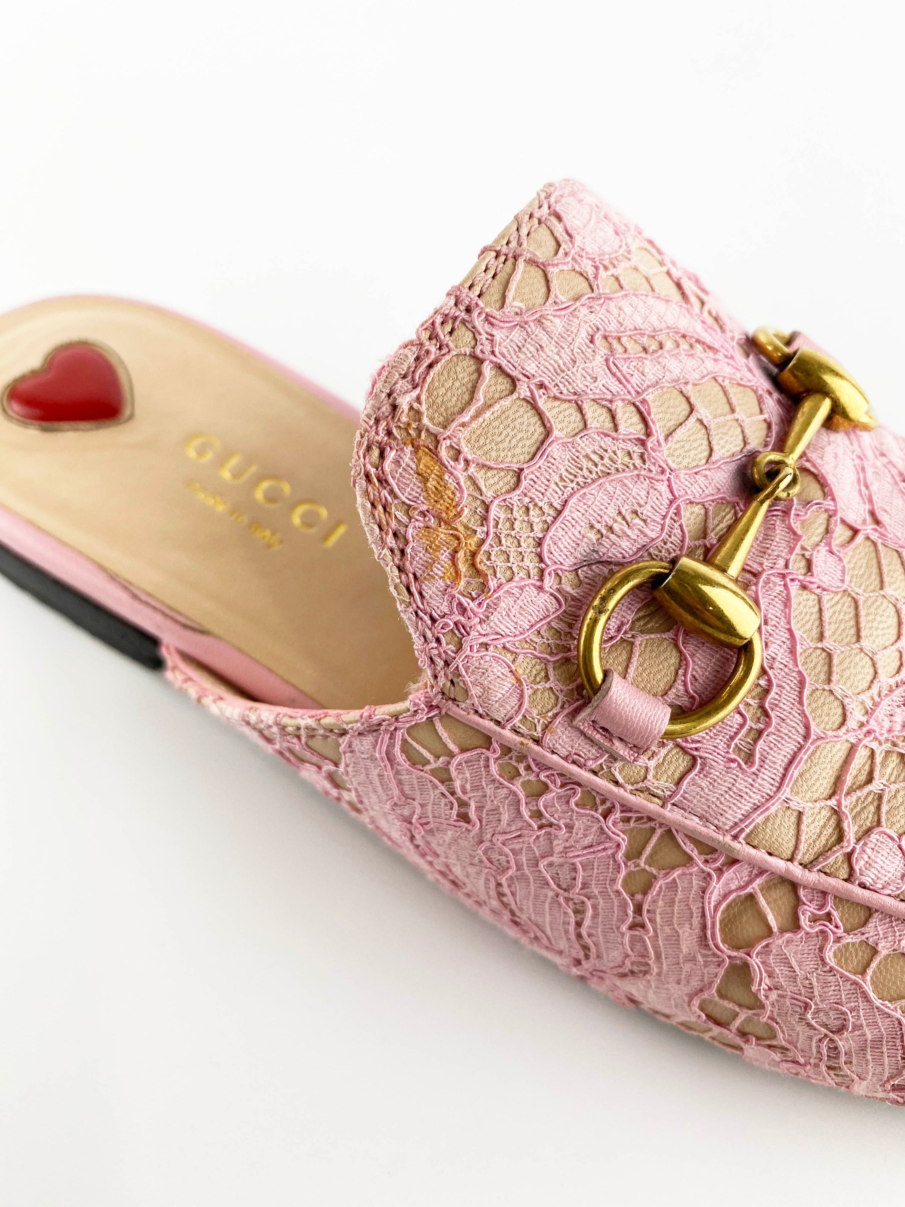 Gucci Pink Princetown Cloth Flats 36