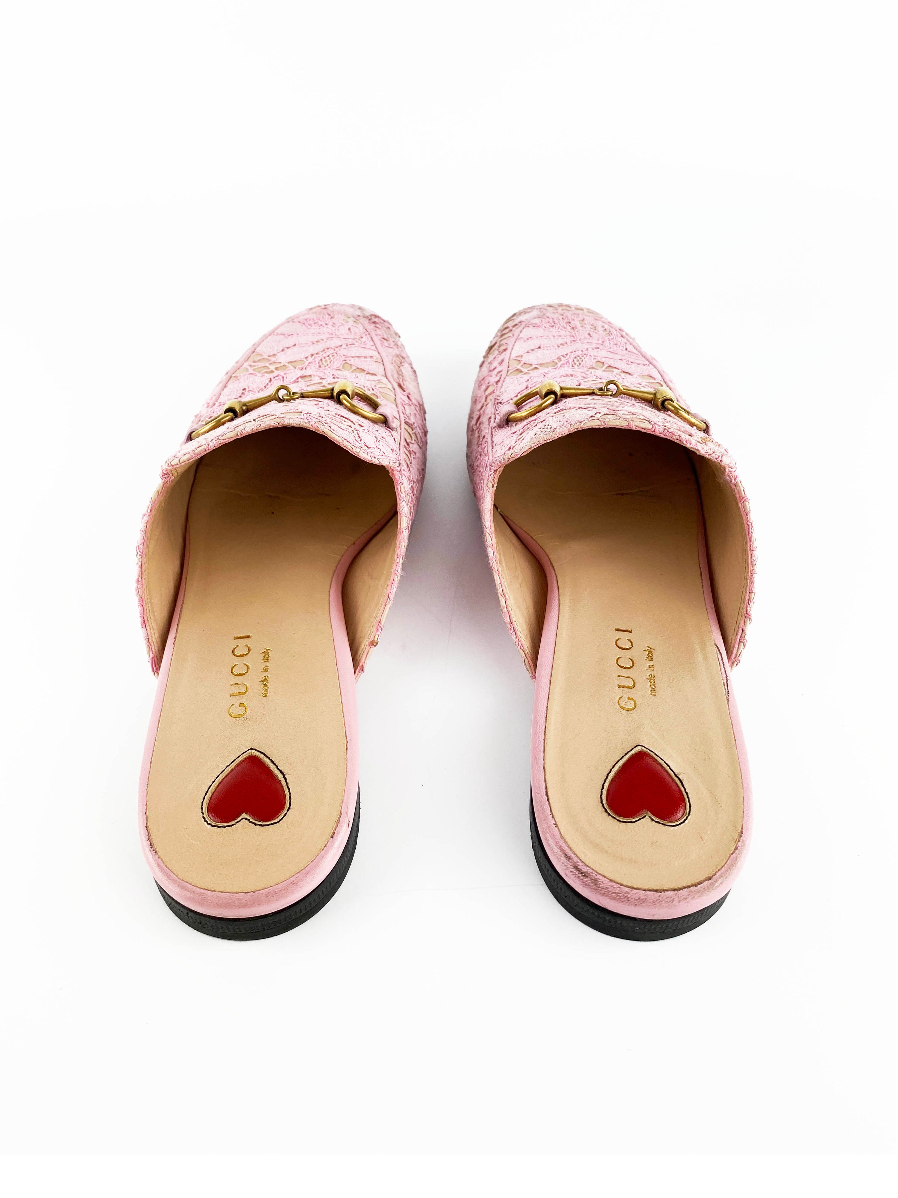 Gucci Pink Princetown Cloth Flats 36