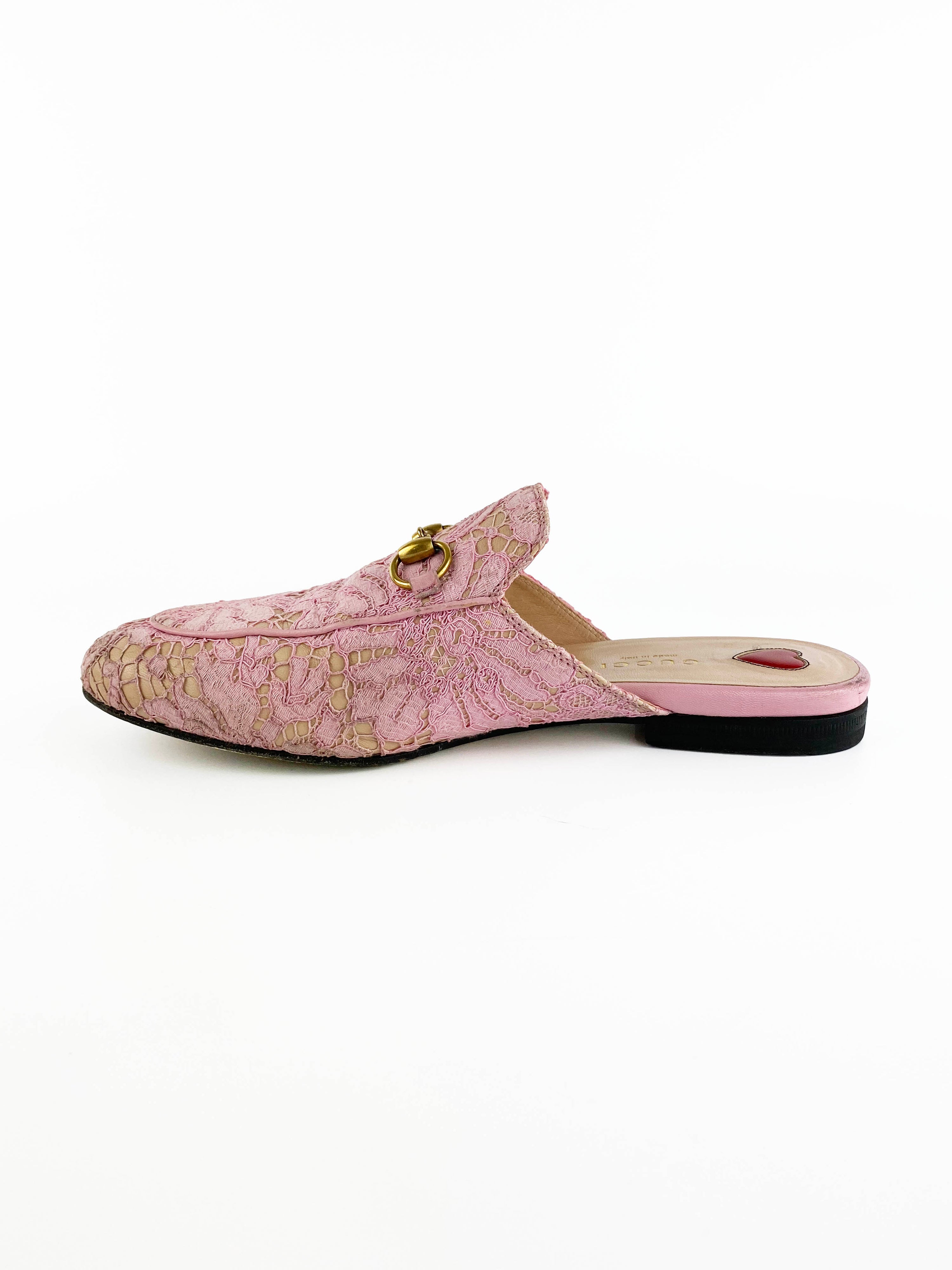 Gucci Pink Princetown Cloth Flats 36