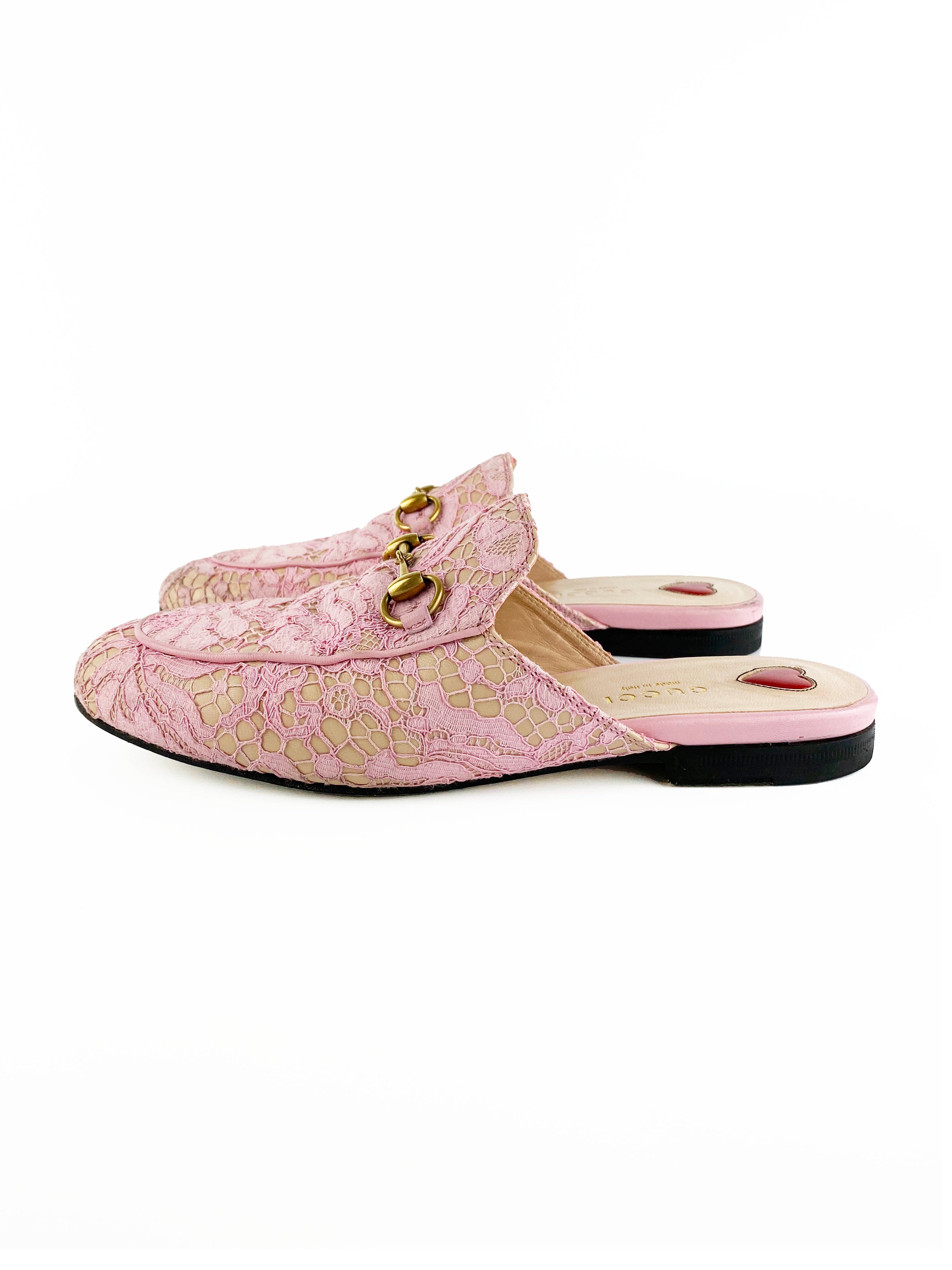 Gucci Pink Princetown Cloth Flats 36