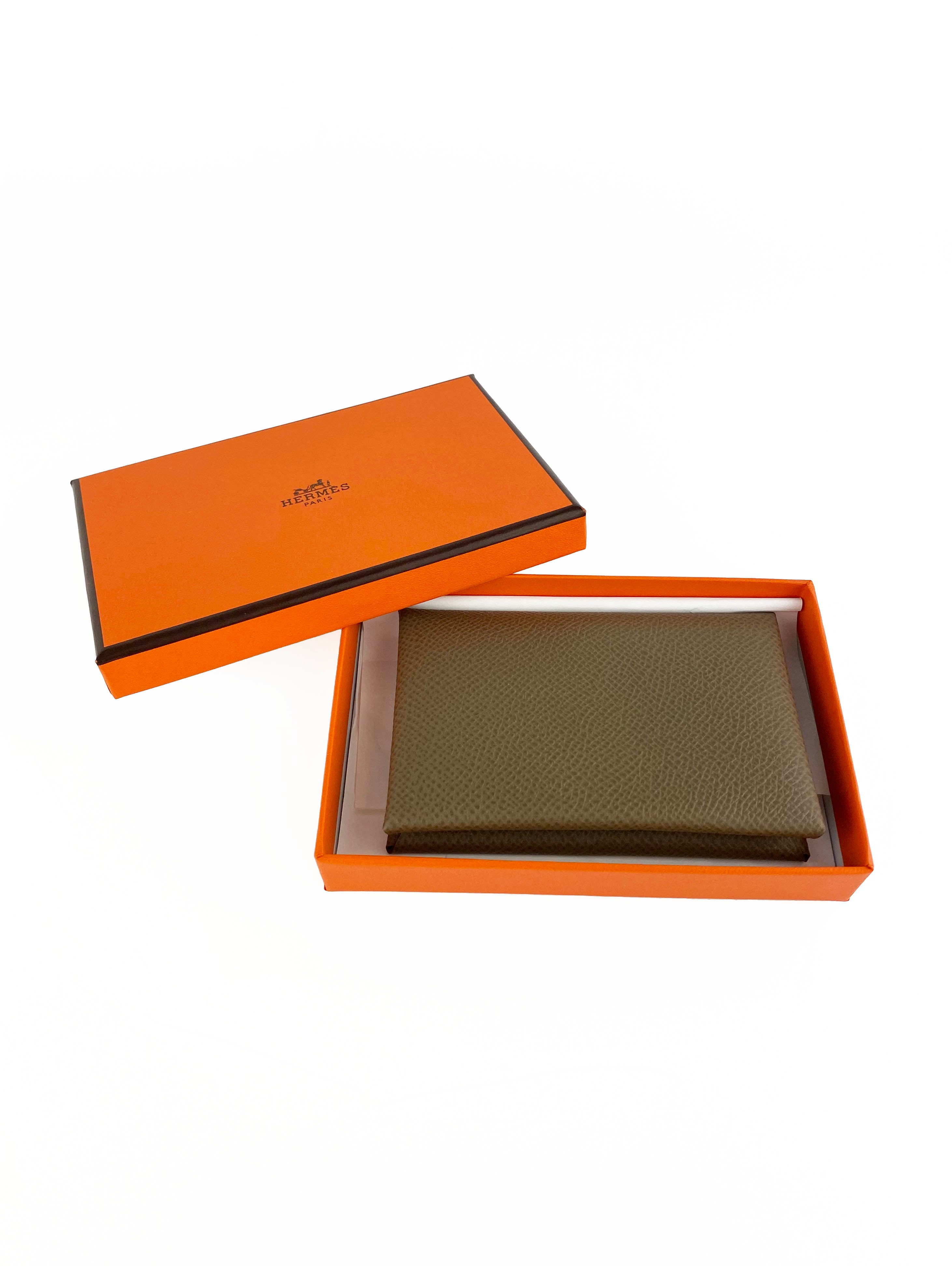 Hermes Etoupe Calvi Card Holder