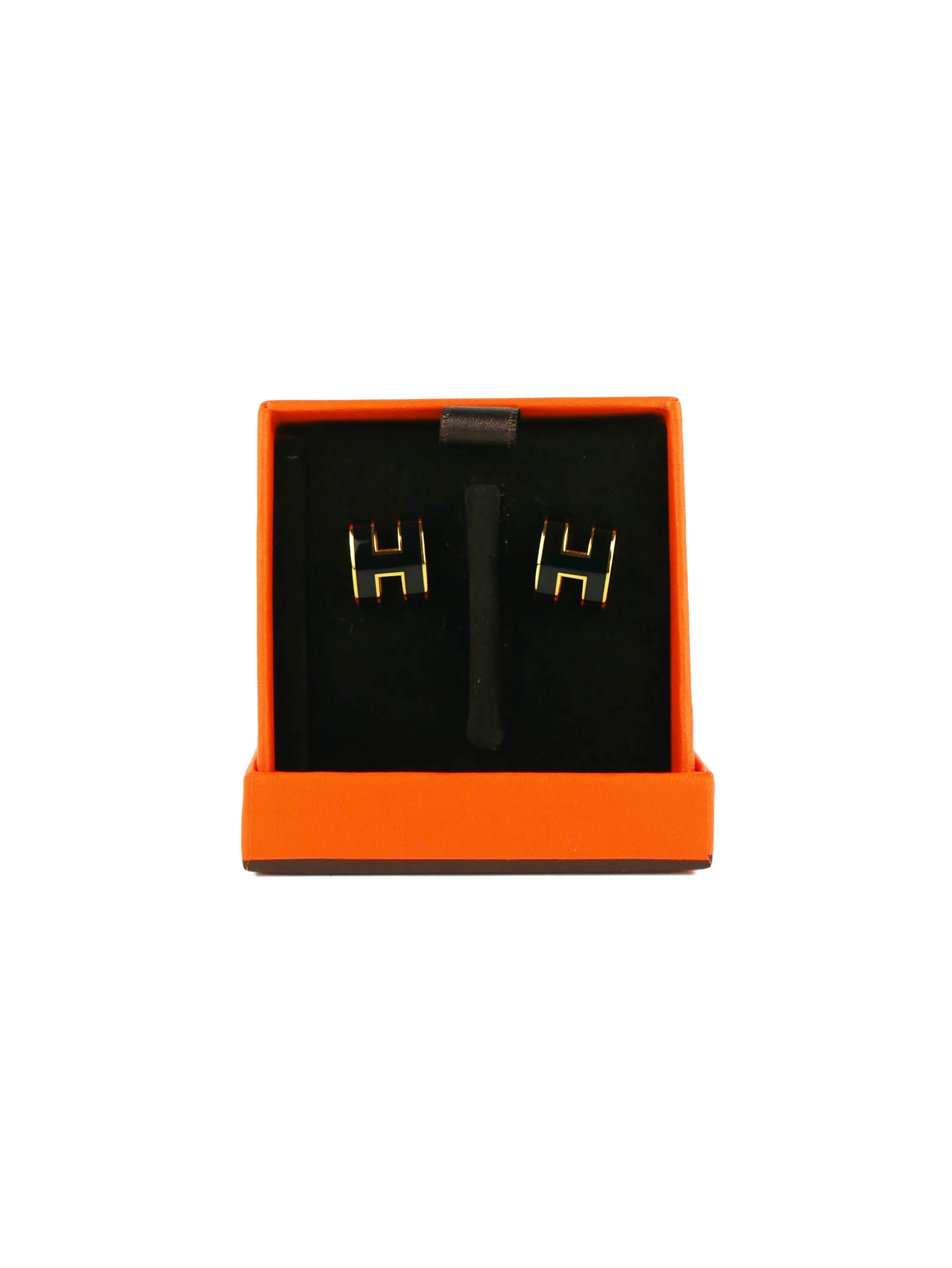 Hermes Black Pop H Earrings