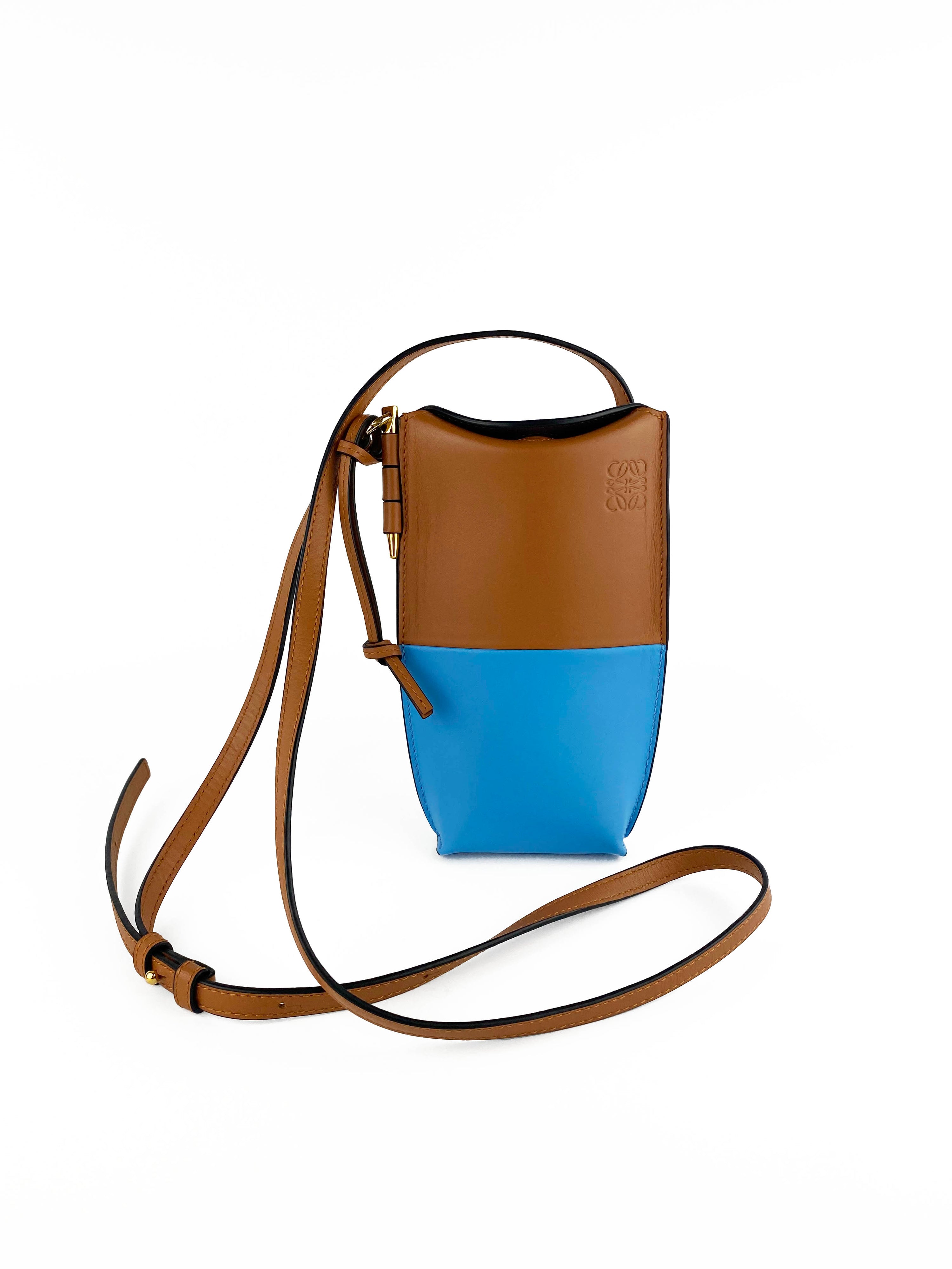 Loewe Blue and Tan Gate Pocket Bag