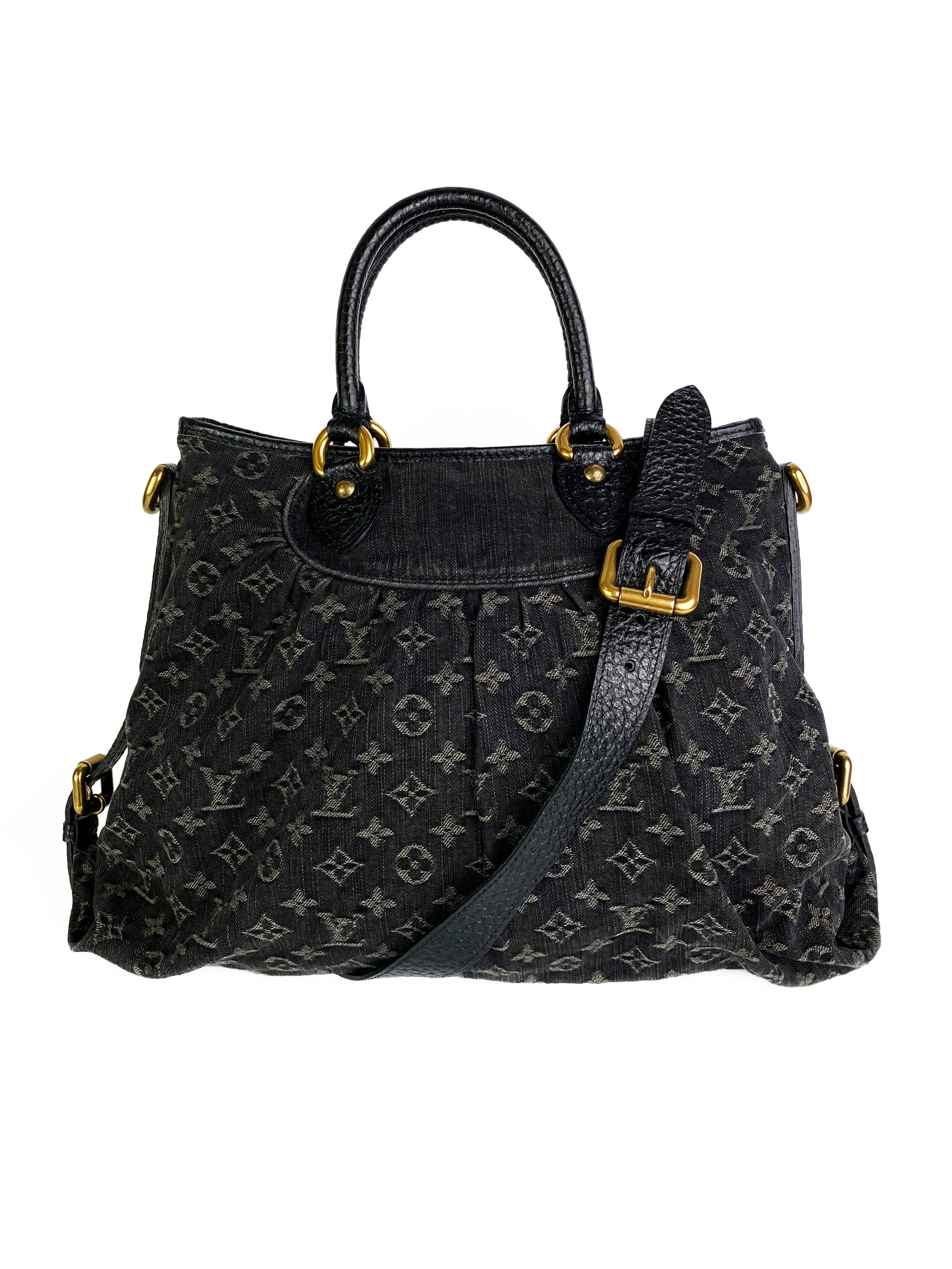 Louis Vuitton Vintage Black Denim Tote Bag