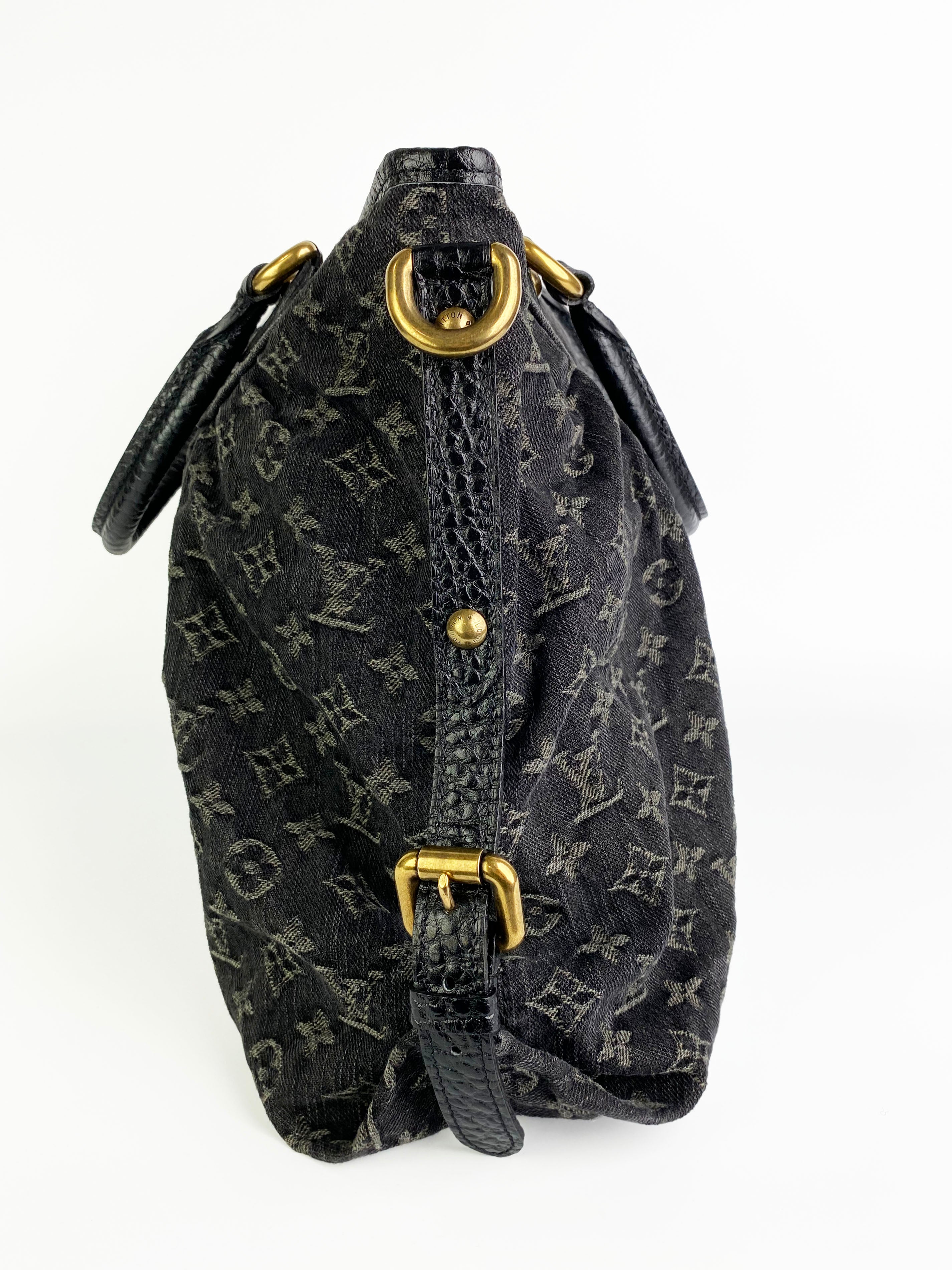 Louis Vuitton Vintage Black Denim Tote Bag