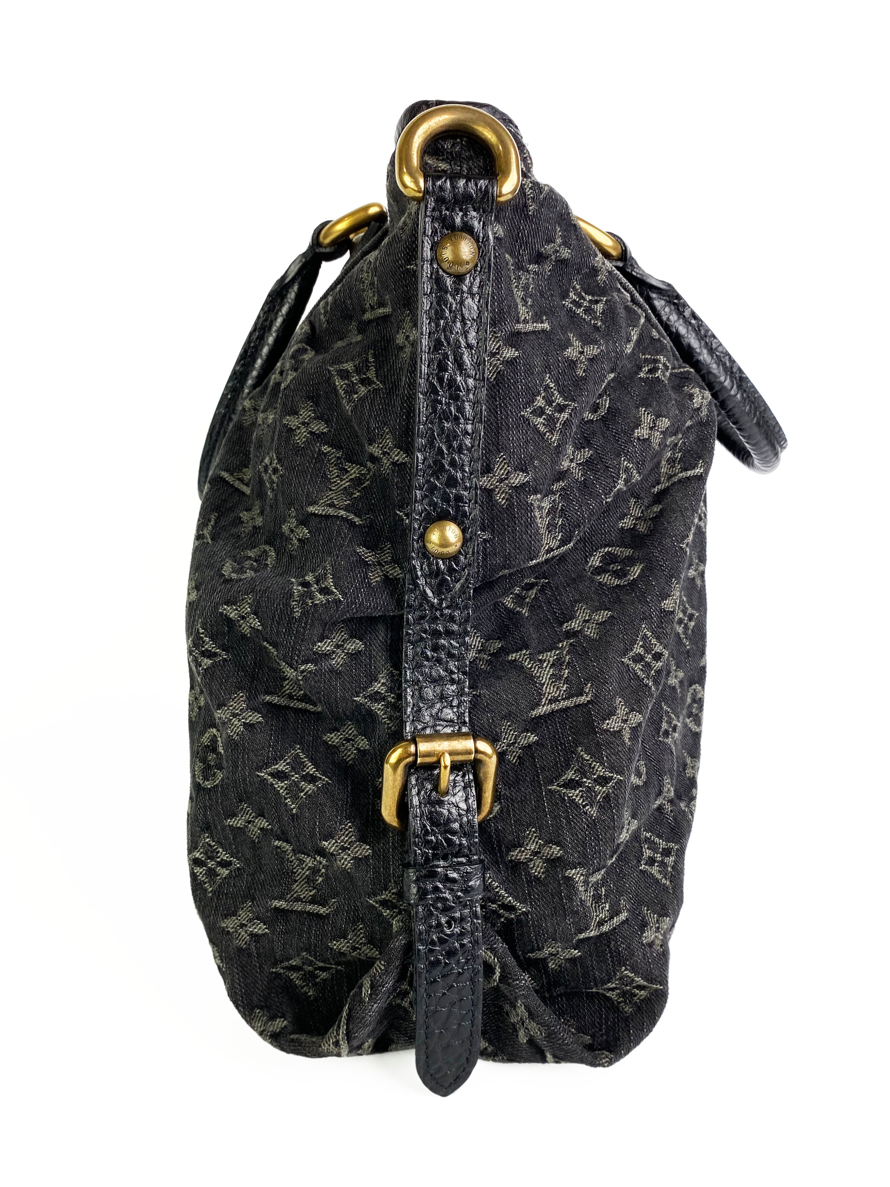 Louis Vuitton Vintage Black Denim Tote Bag