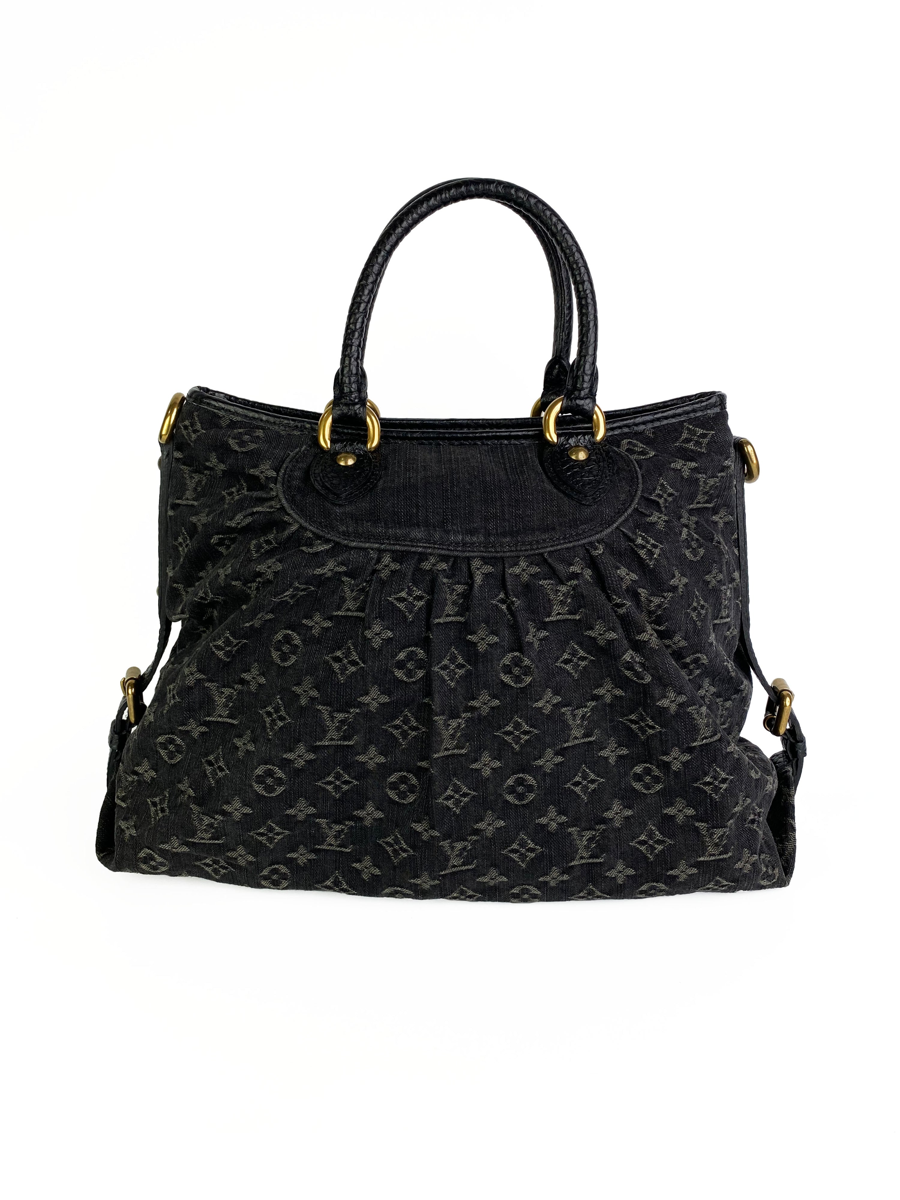 Louis Vuitton Vintage Black Denim Tote Bag