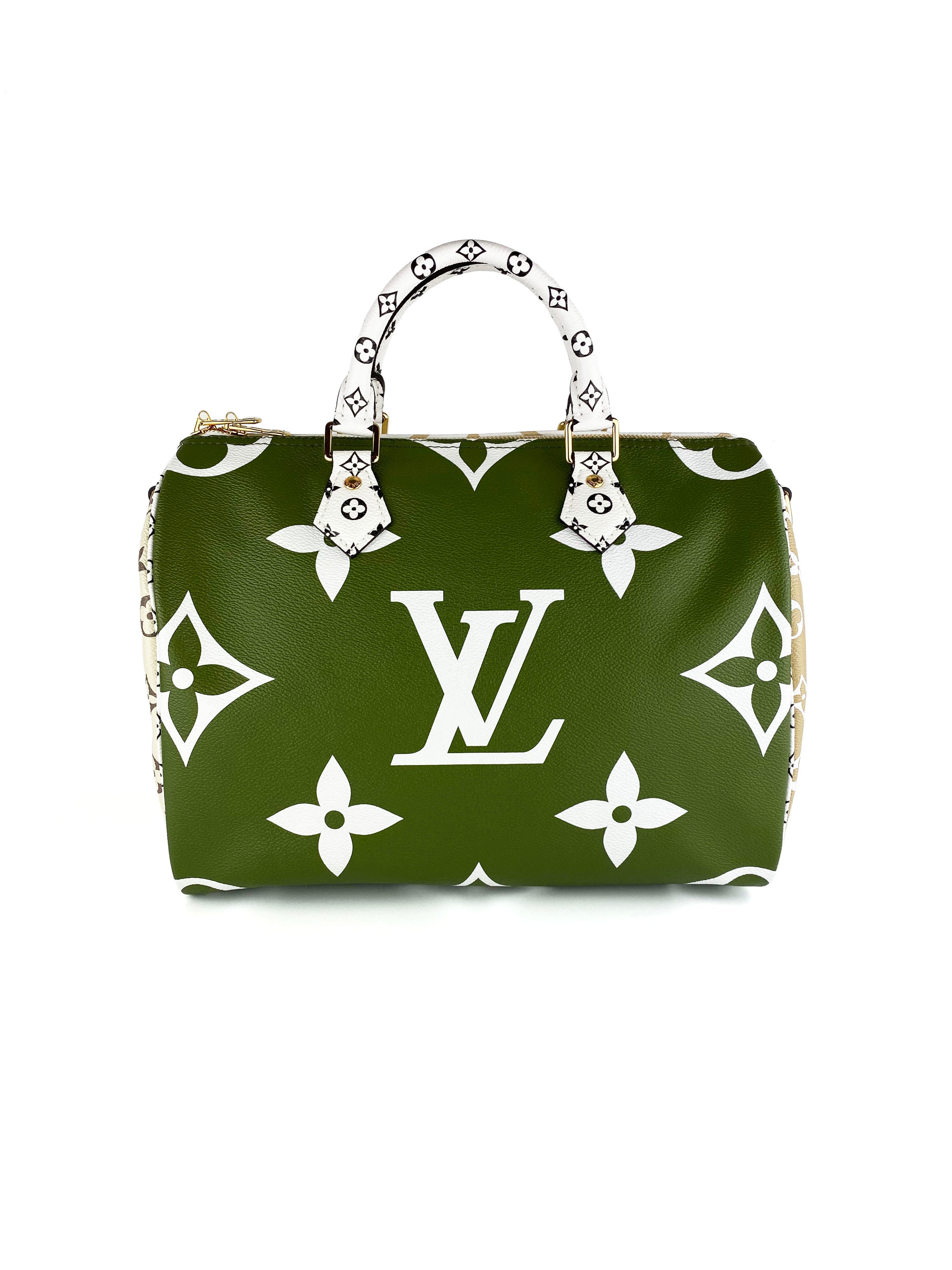 Louis Vuitton White 
Khaki Speedy 30 Bag