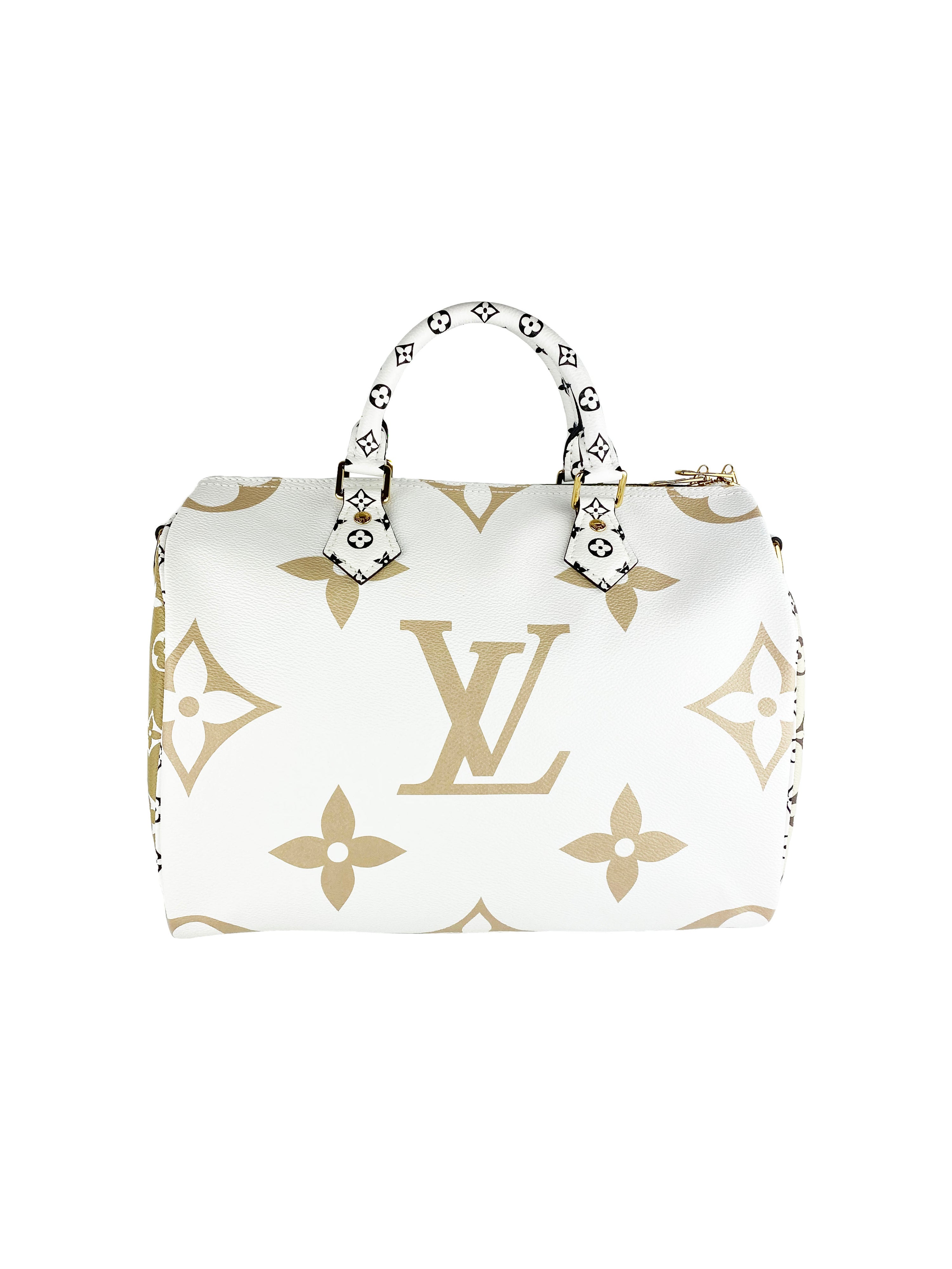 Louis Vuitton White 
Khaki Speedy 30 Bag