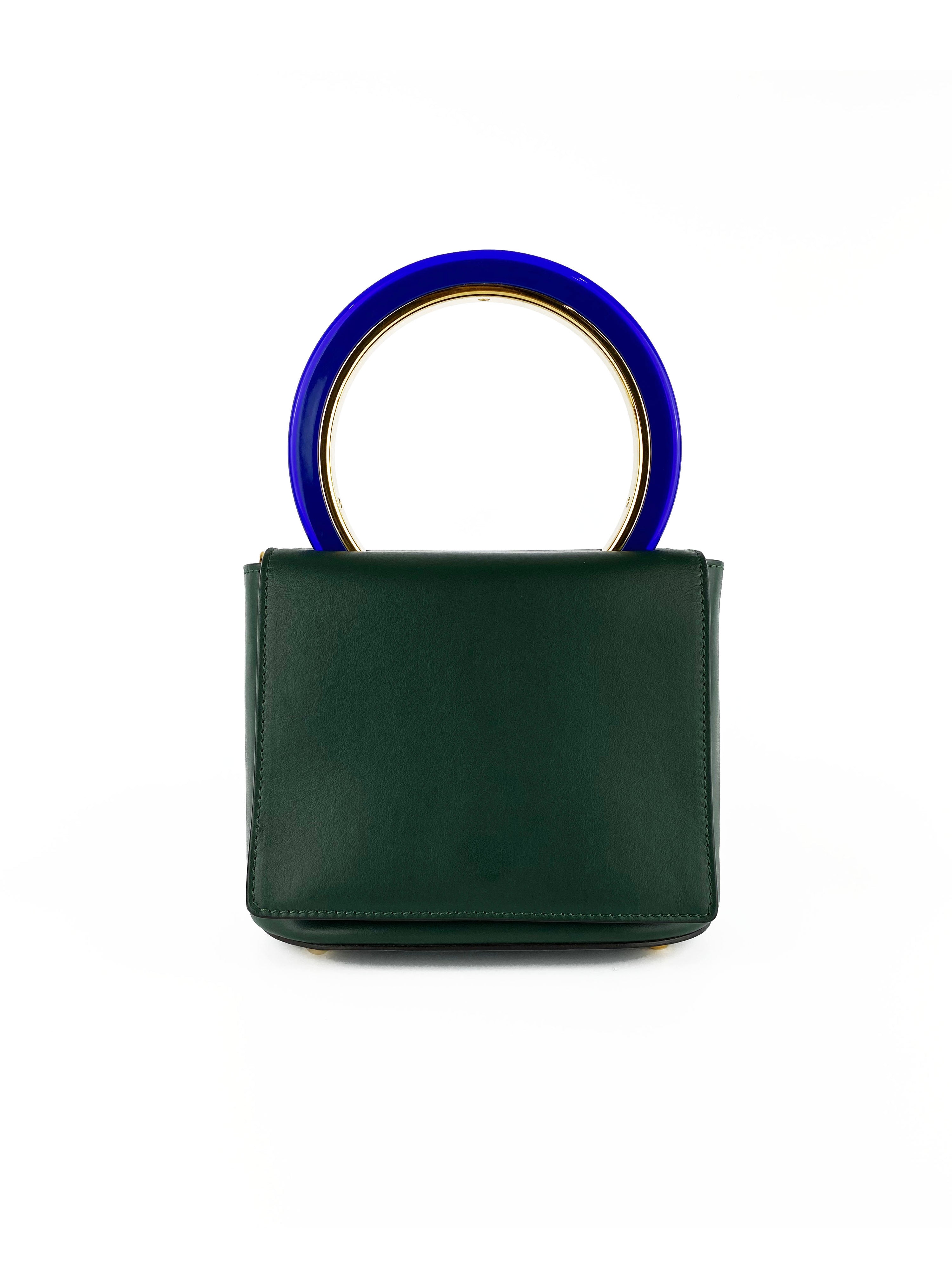 Marni Pannier Leather Forest Green Crossbody Bag