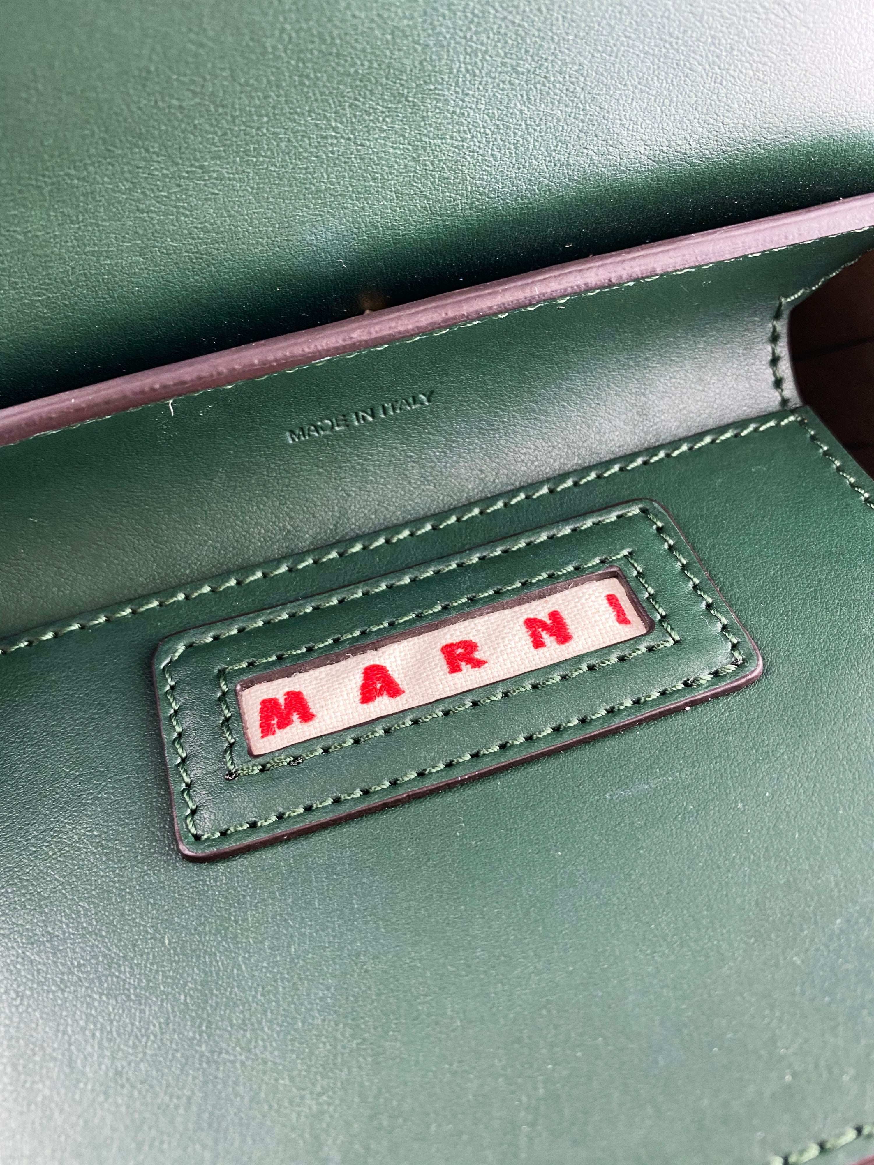 Marni Pannier Leather Forest Green Crossbody Bag