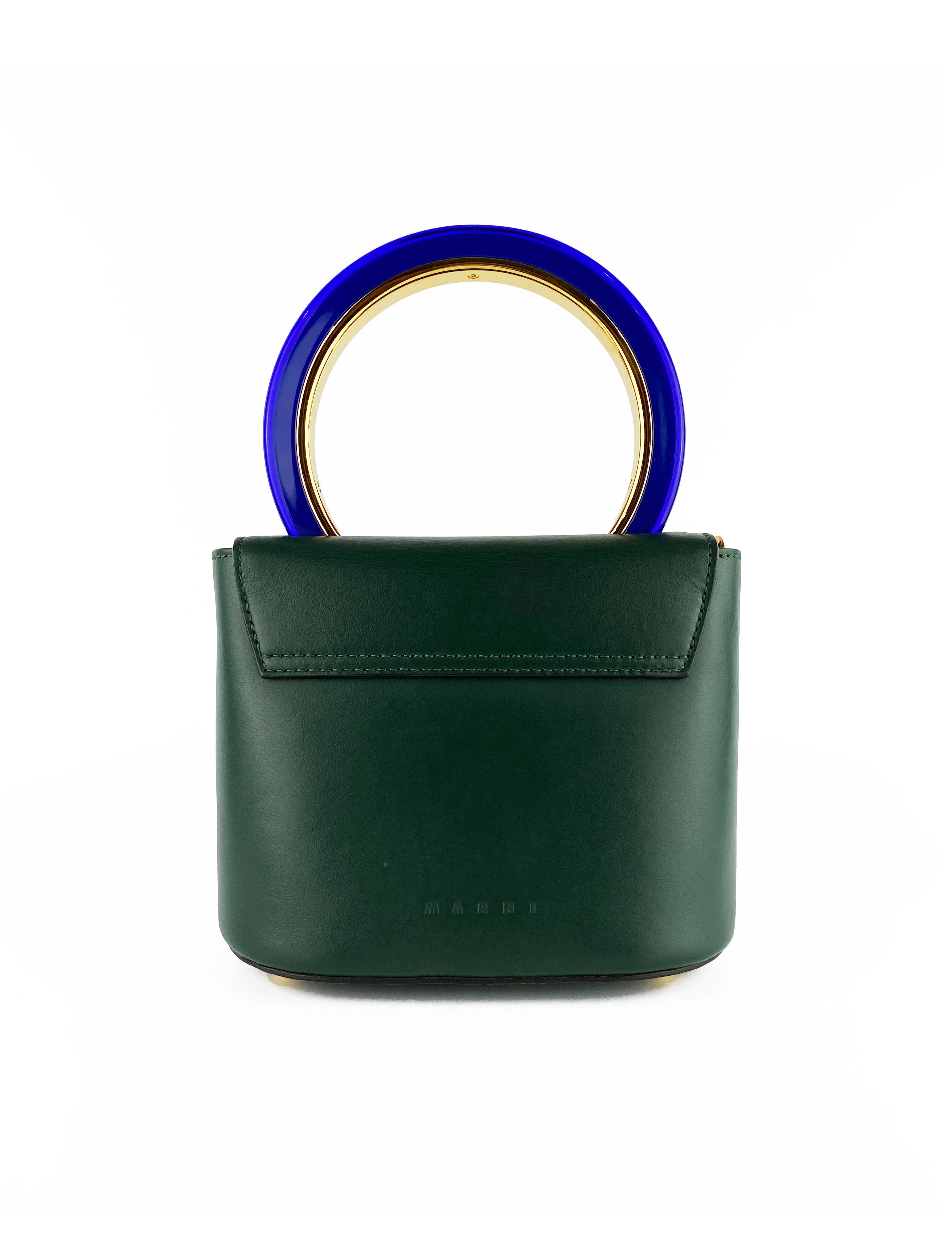 Marni Pannier Leather Forest Green Crossbody Bag