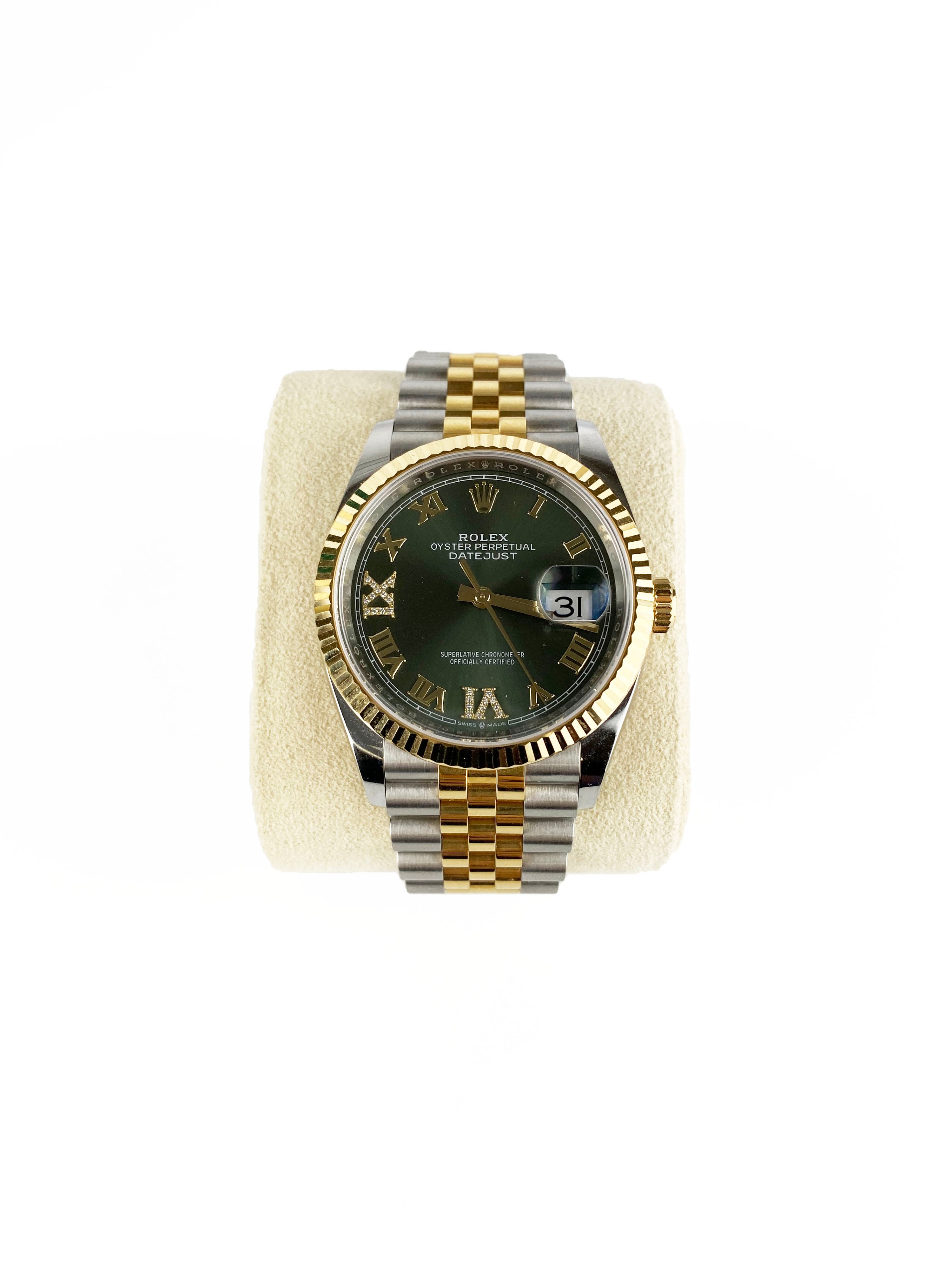 Rolex Datejust 36 Yellow Gold/Olive Green Oyster Perpetual Watch