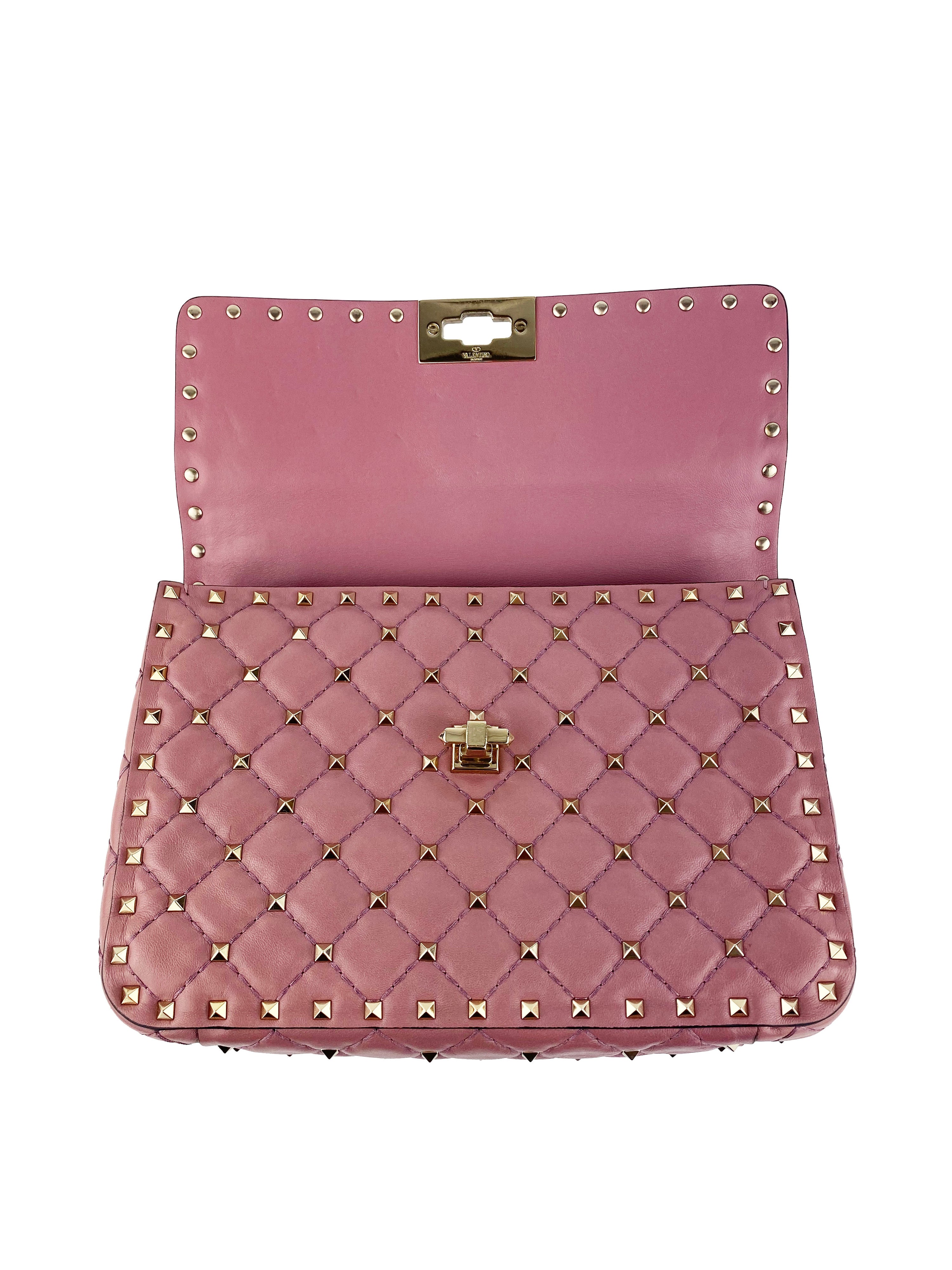 Valentino Dusty Pink Rockstud Spike Clutch