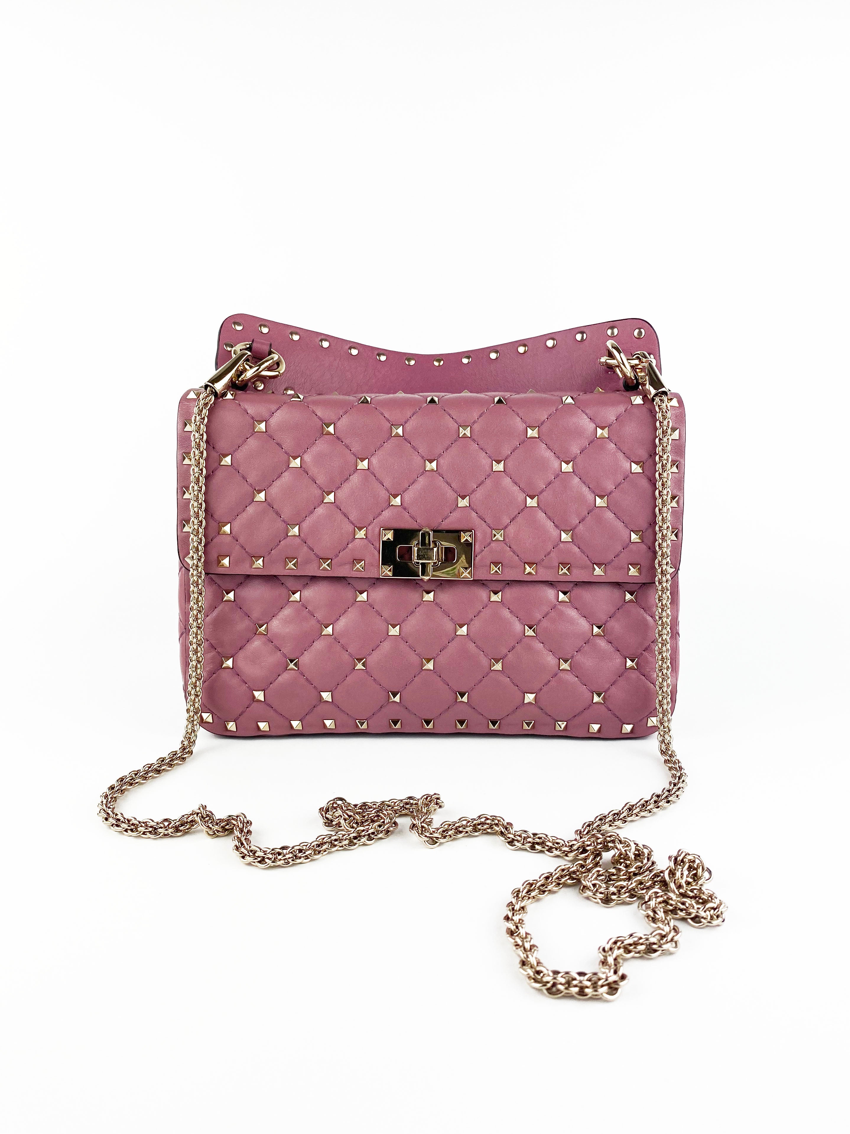 Valentino Dusty Pink Rockstud Spike Clutch