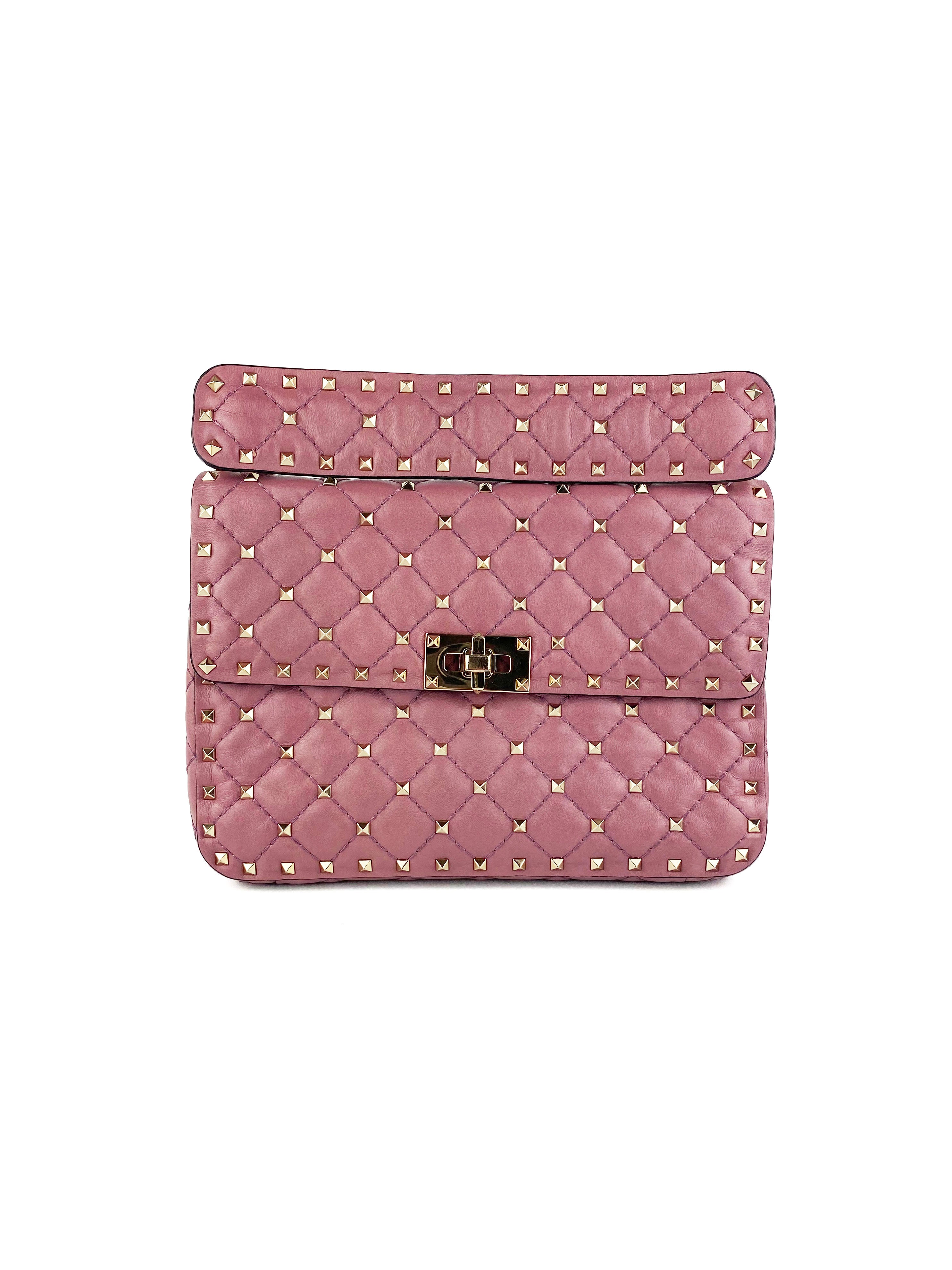 Valentino Dusty Pink Rockstud Spike Clutch